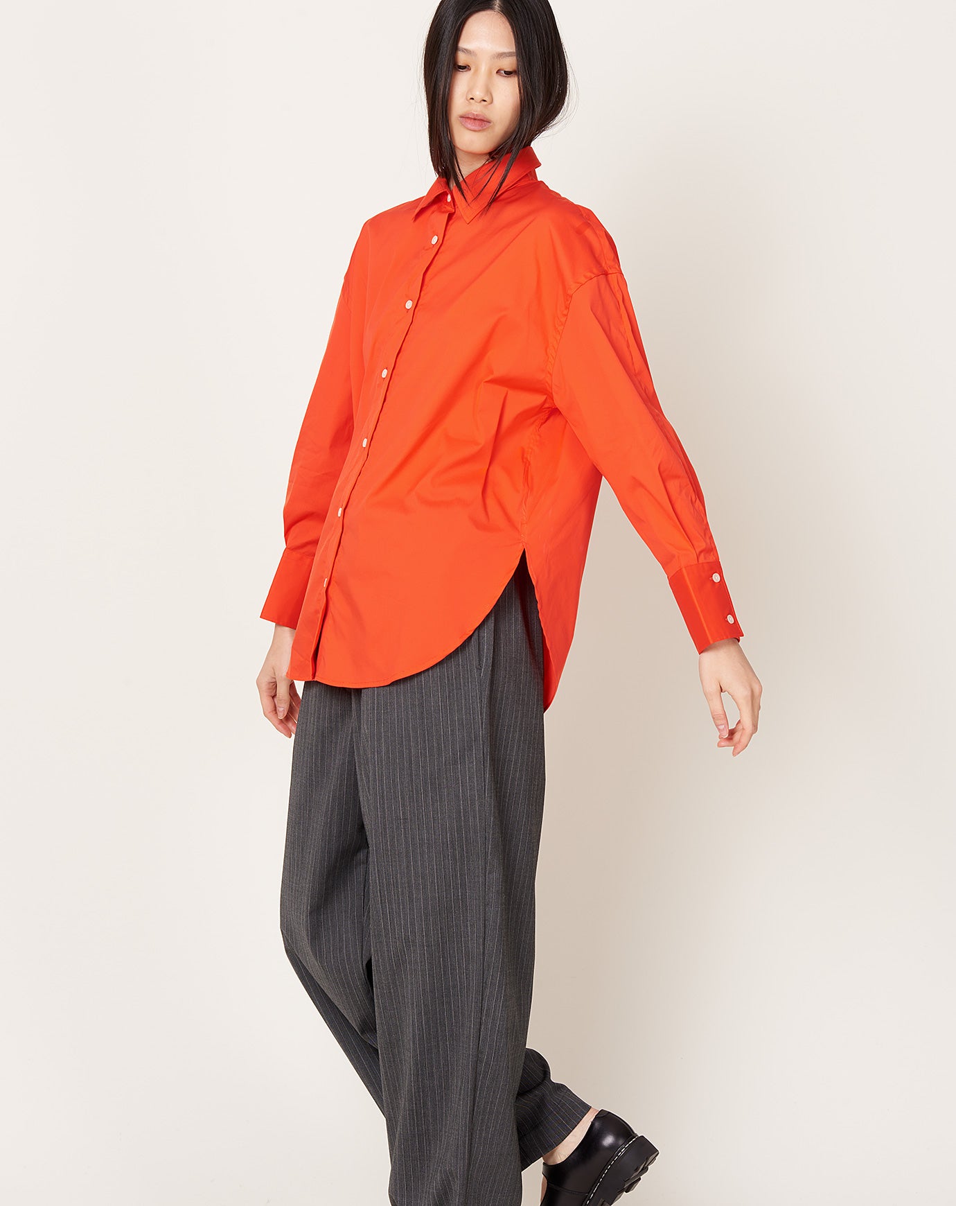 Cordera Oversize Cotton Shirt in Coral