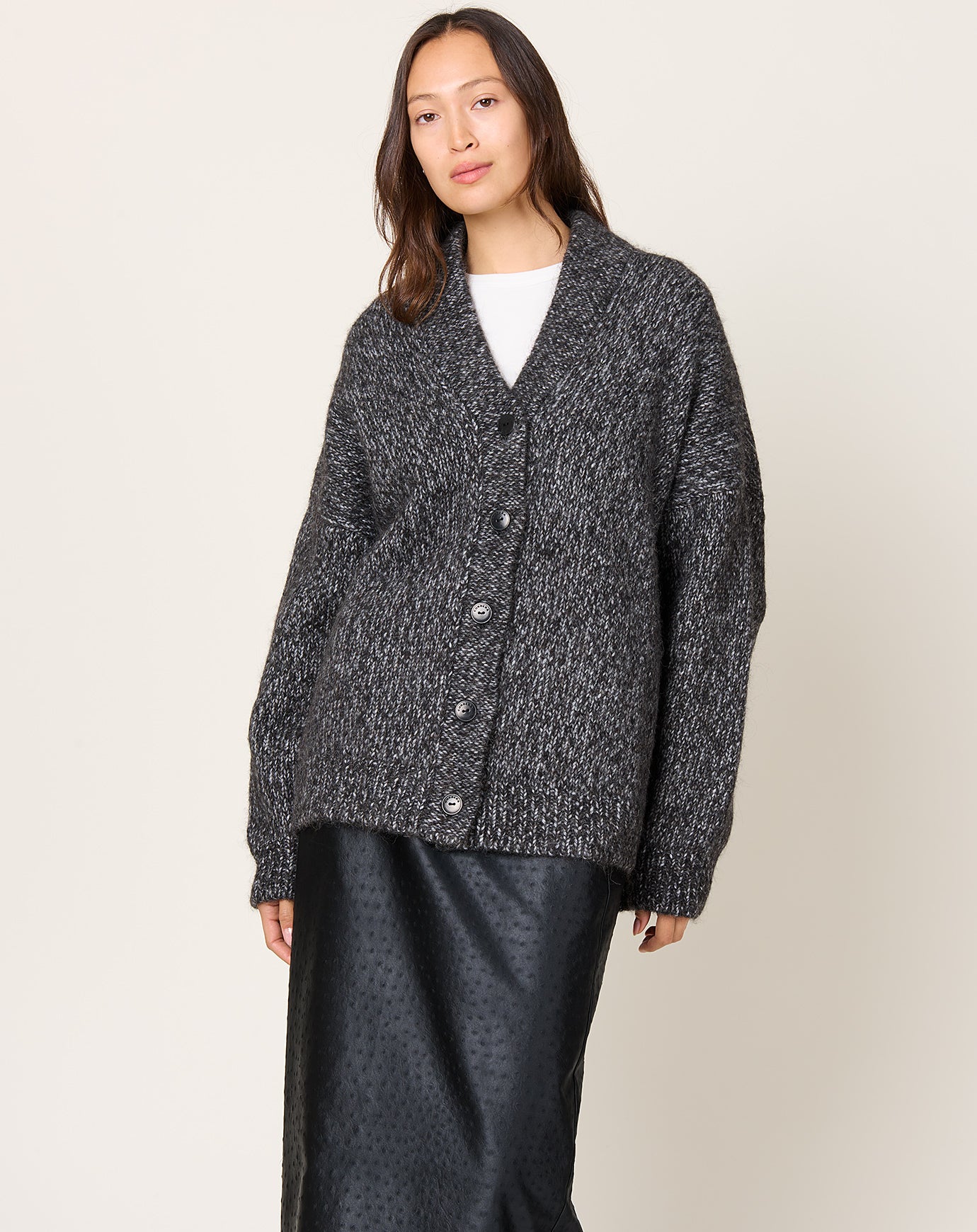 Cordera Oversized Cardigan in Black Melange