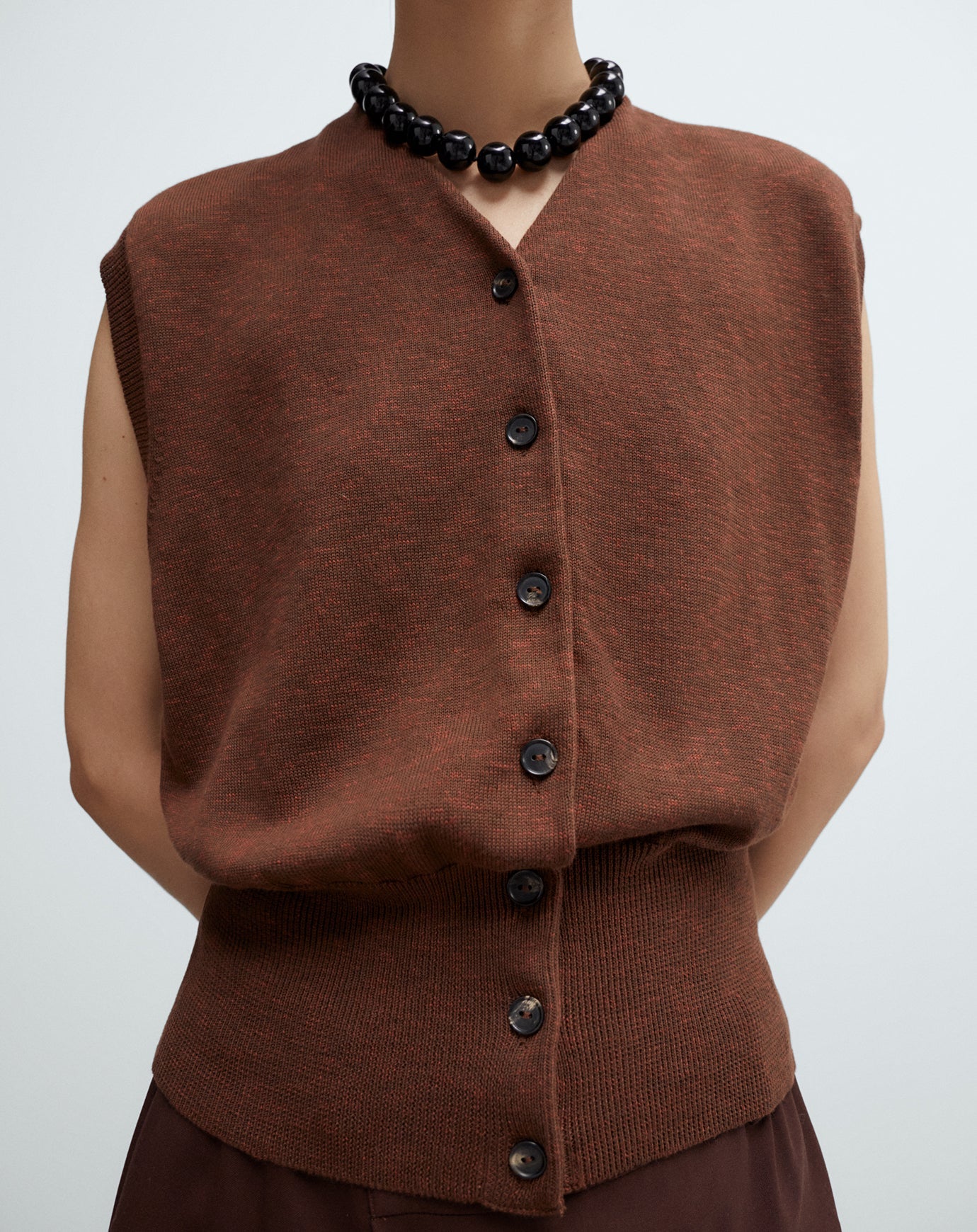 Cordera Flecked Cotton Waistcoat in Russet