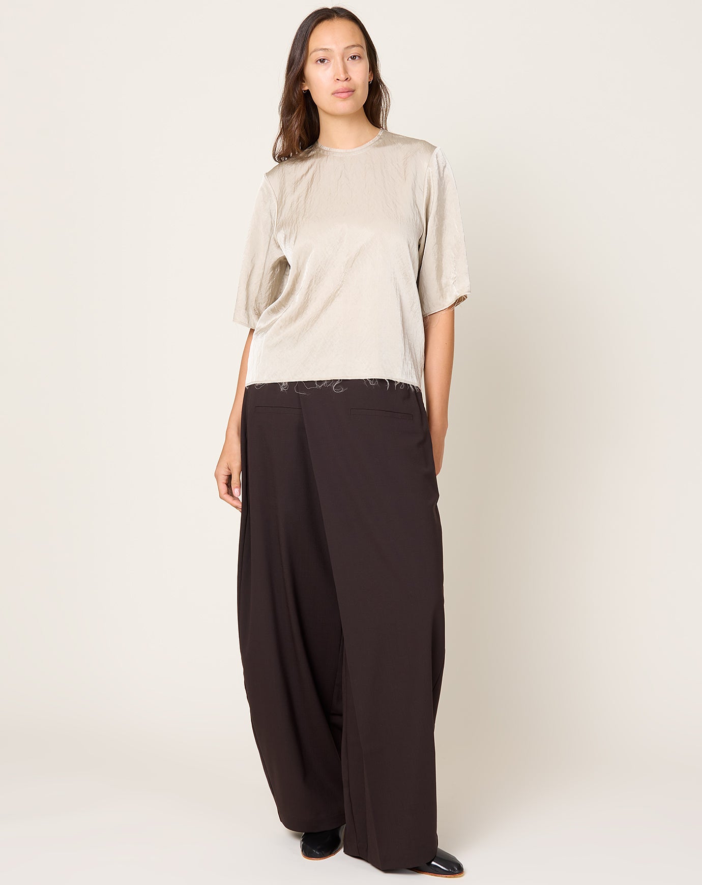 Cordera Tailoring Crossover Pants in Dark Brown