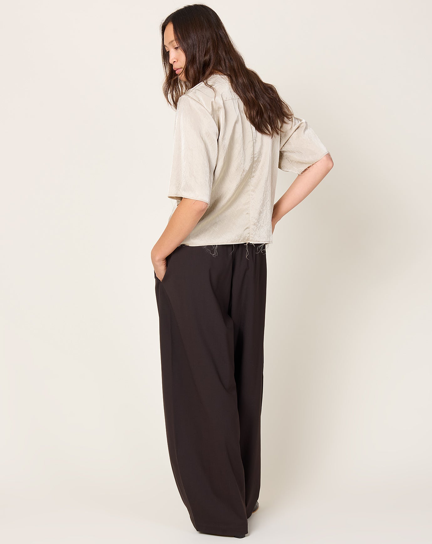 Cordera Tailoring Crossover Pants in Dark Brown