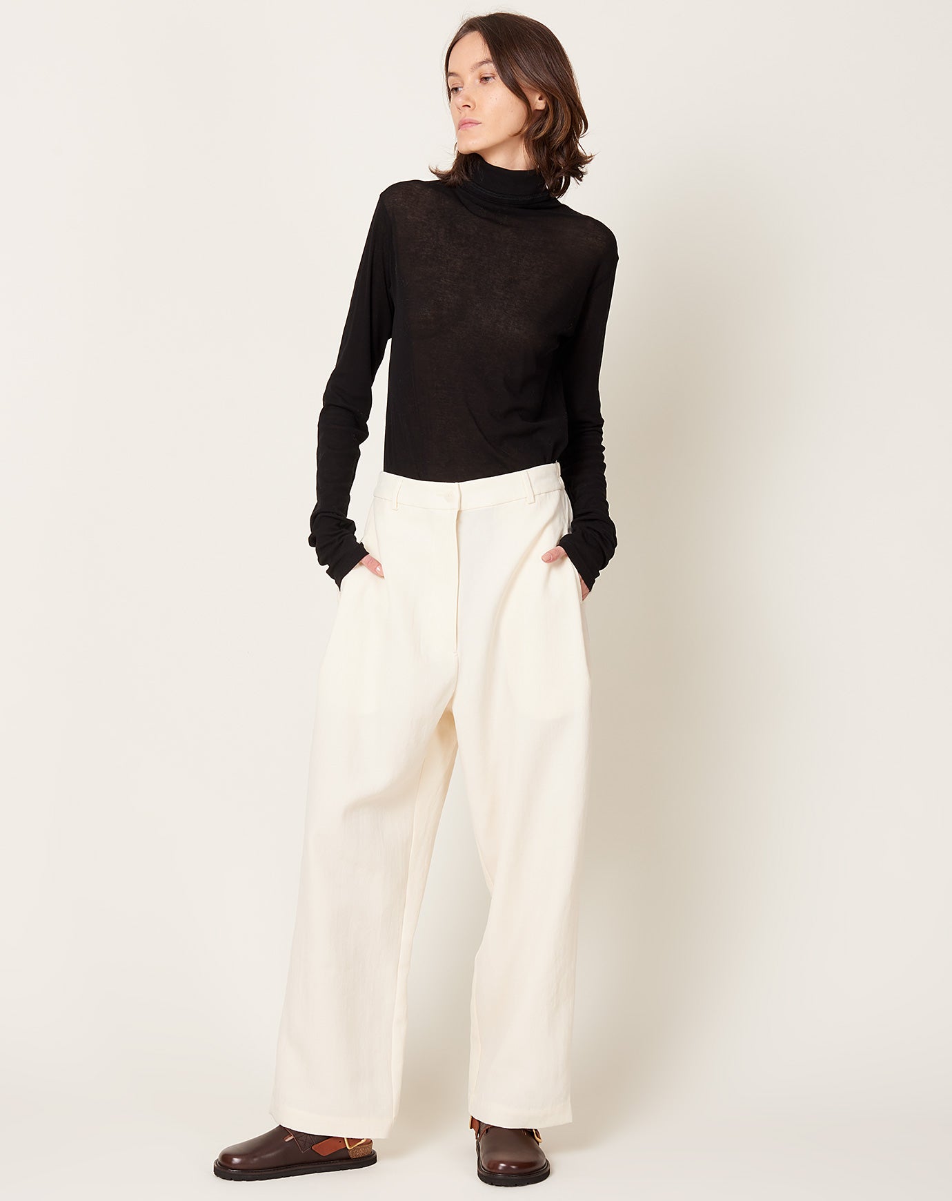 Cordera Wide Leg Pants in Gardenia