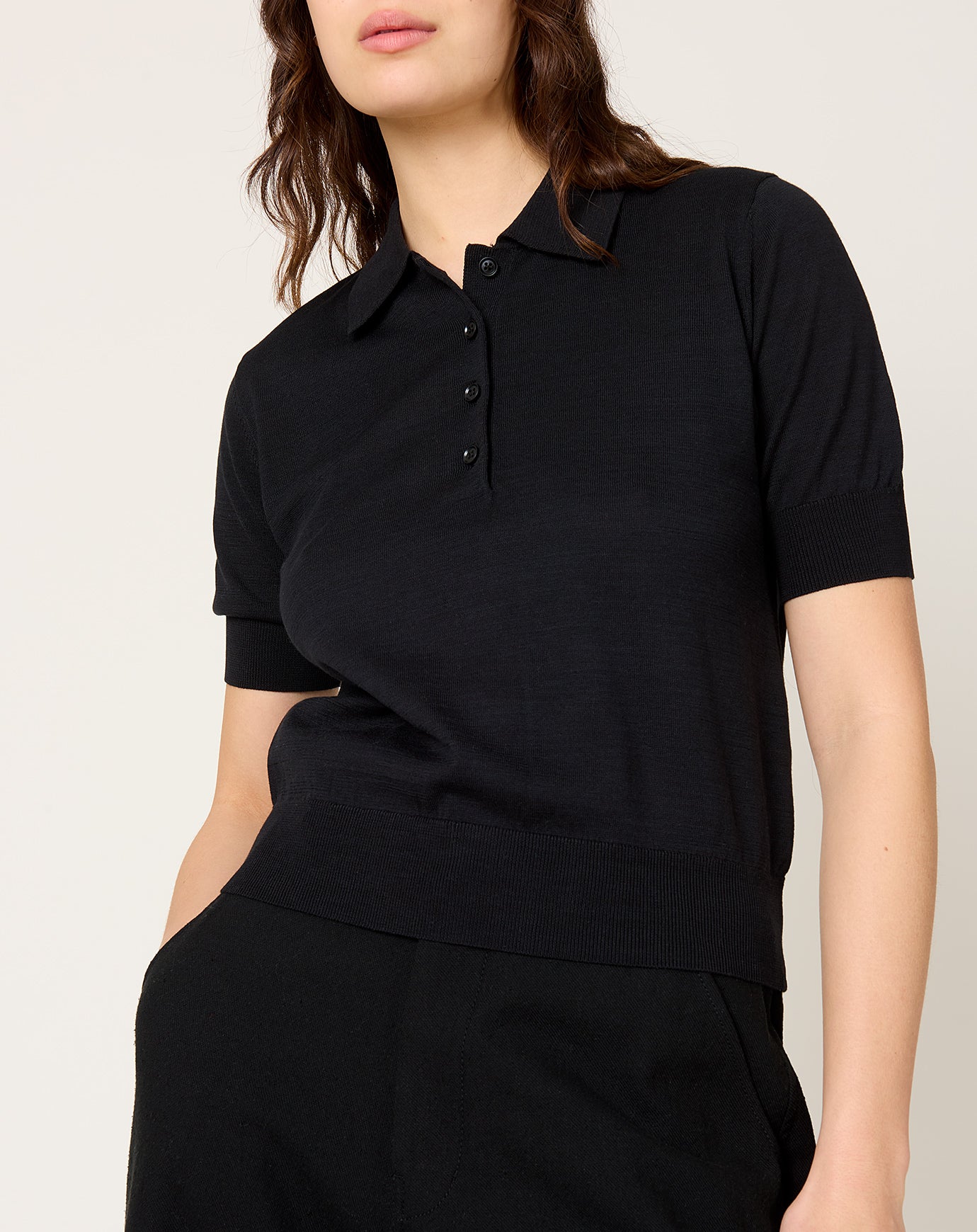 Demylee Cameron Polo Top in Black