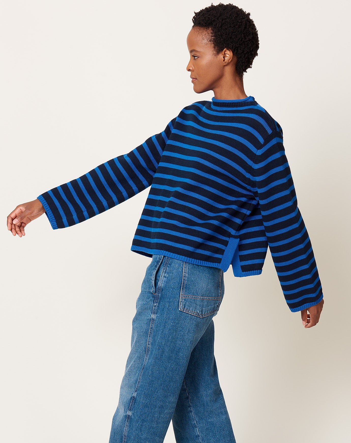 Demylee Dylan Stripe Sweater in Navy & Blue