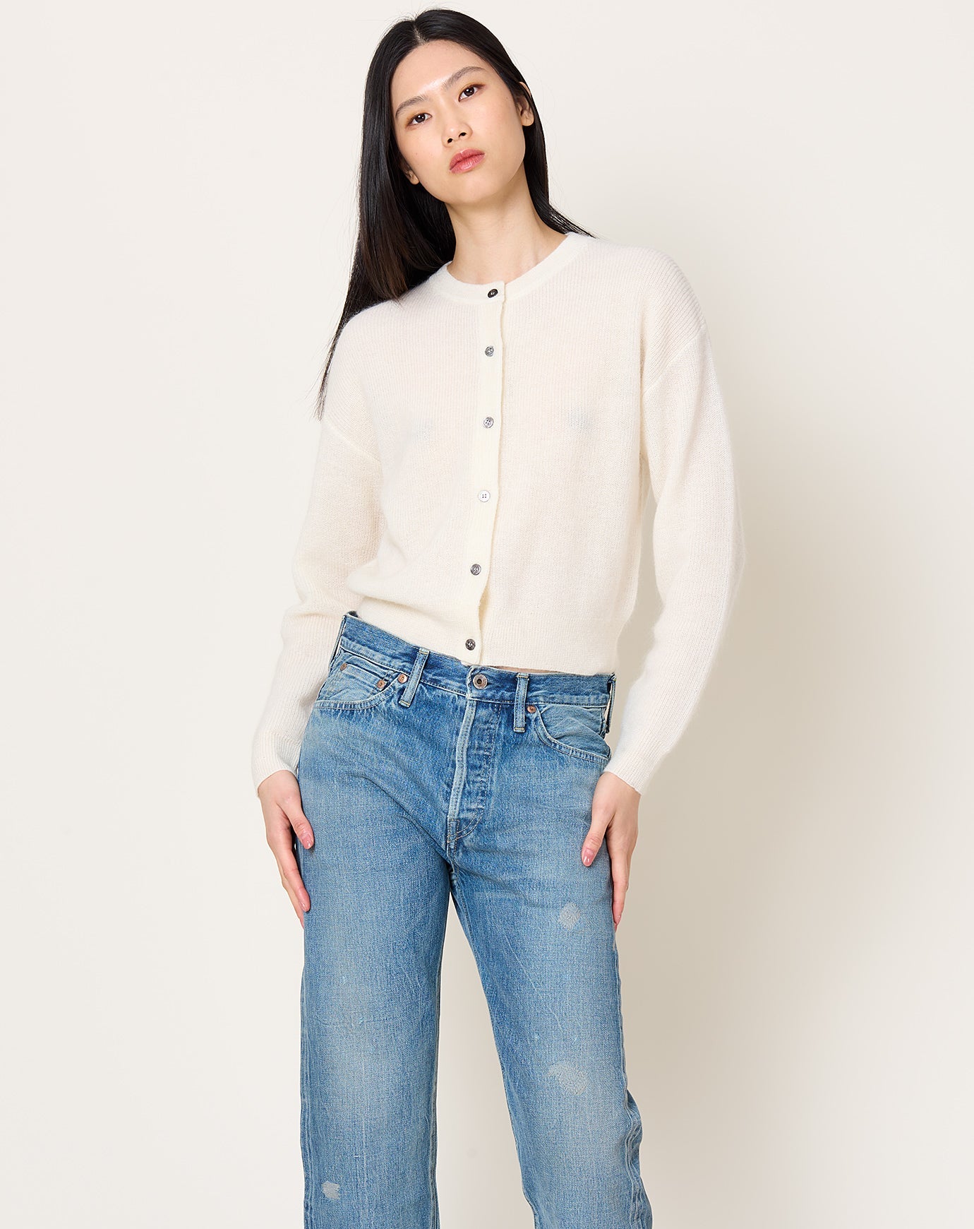 Demylee Julissa Mohair Cardigan in Off White