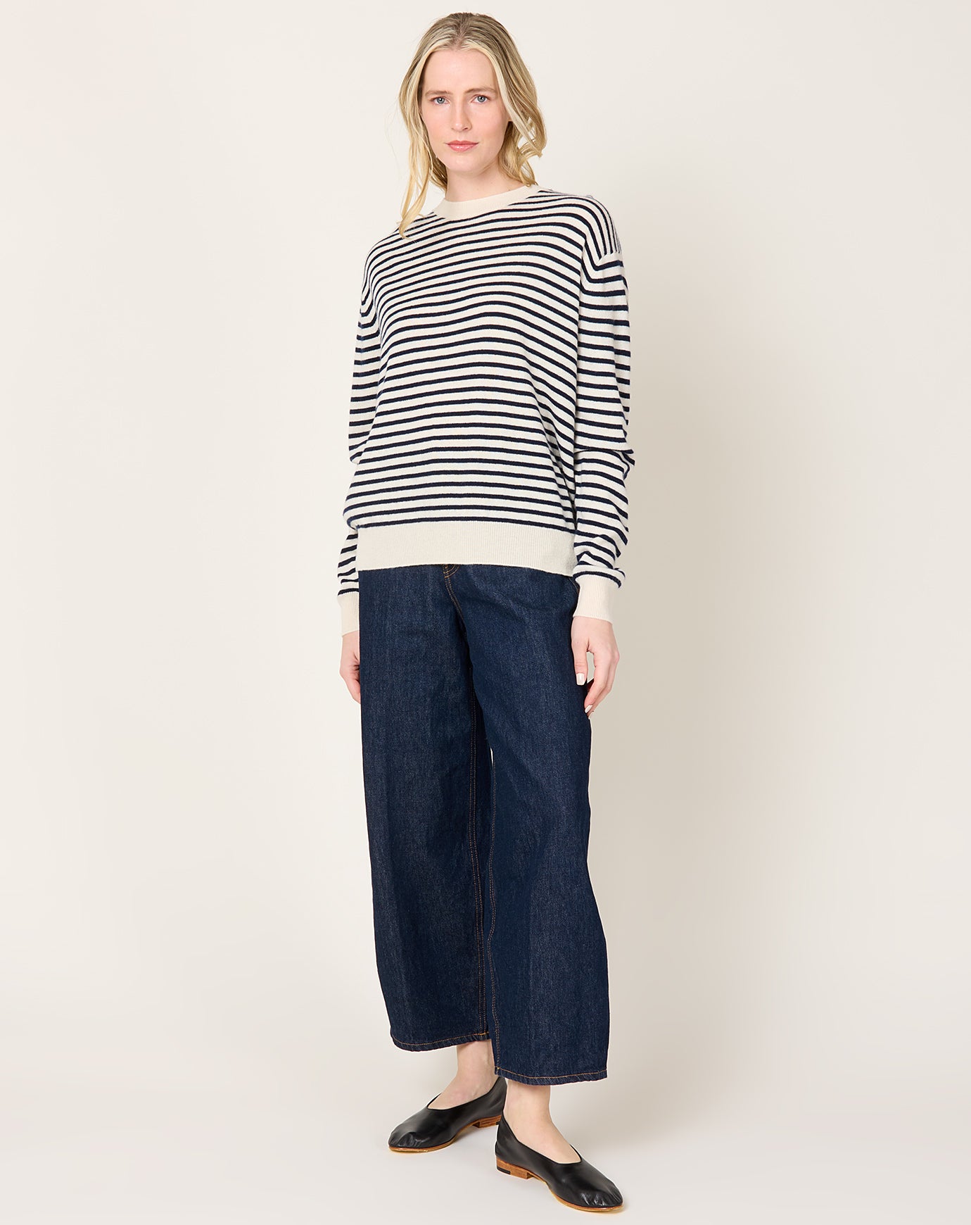 Demylee Neve Sweater in Ivory & Navy Stripe