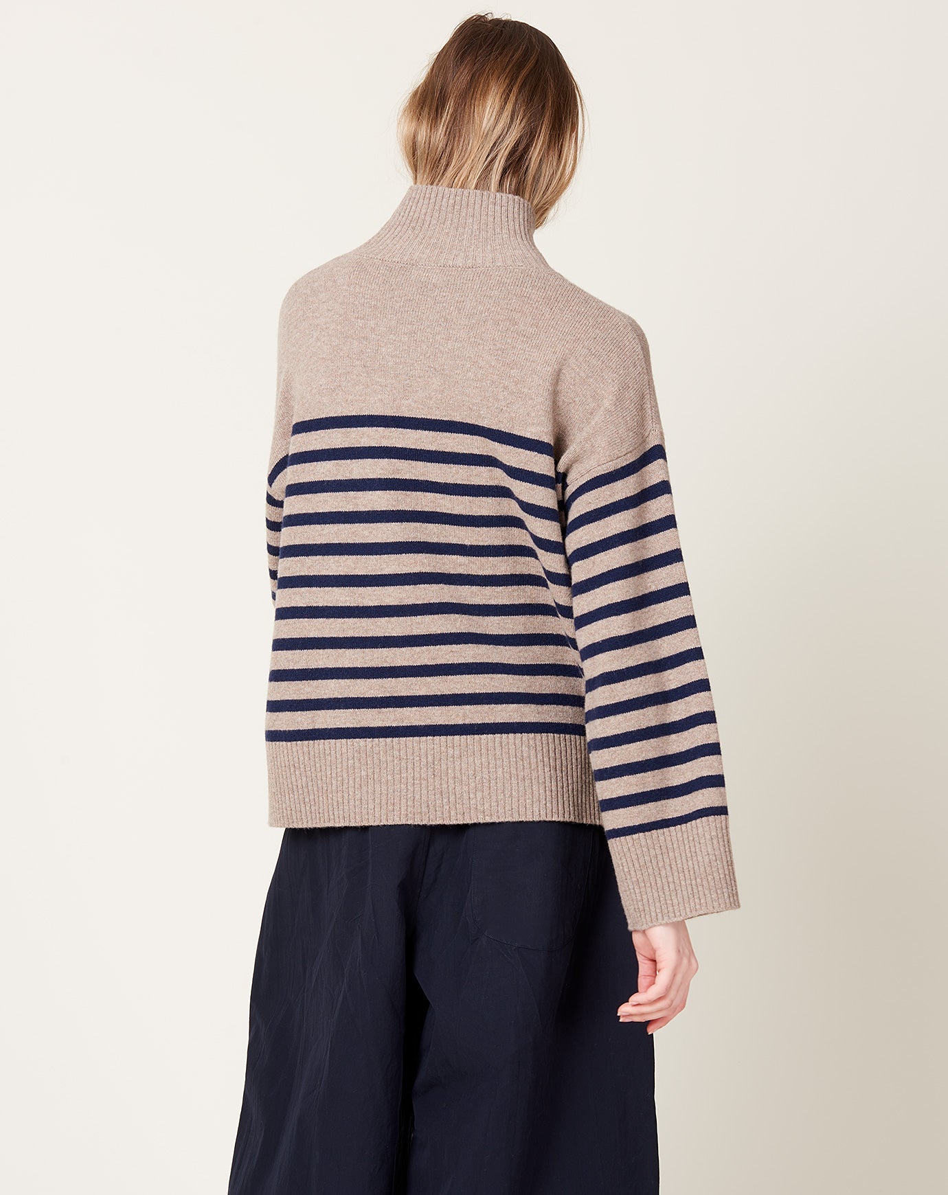 Demylee Paige Striped Sweater in Heather Brown & Navy