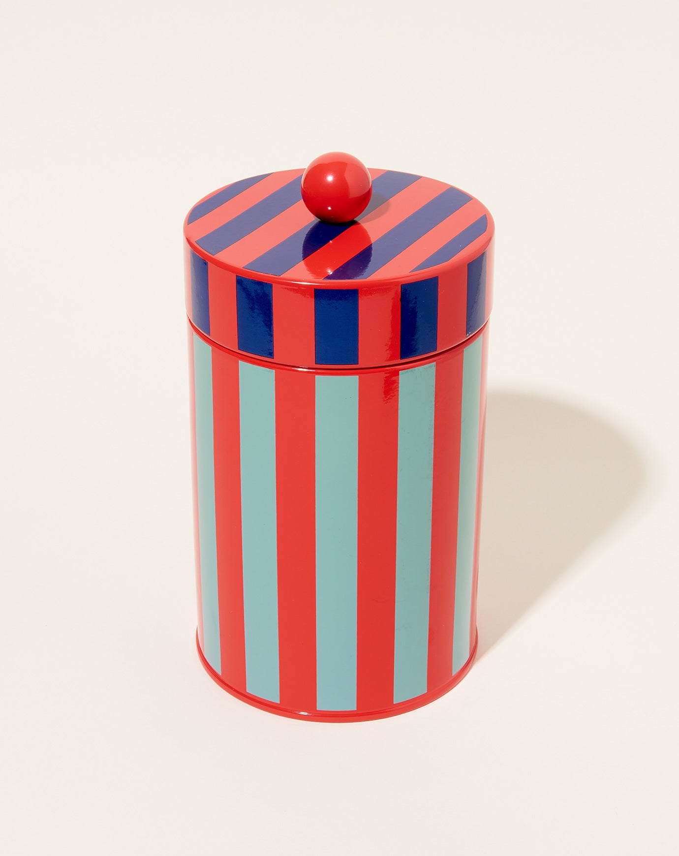 Dusen Dusen Large Stripe Canister in Red and Sage