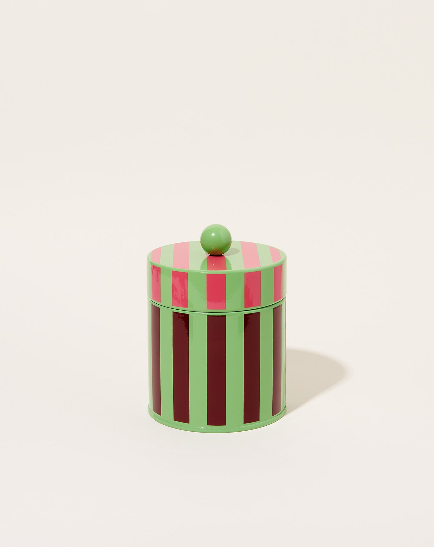  Dusen Dusen Small Stripe Canister in Green and Wine