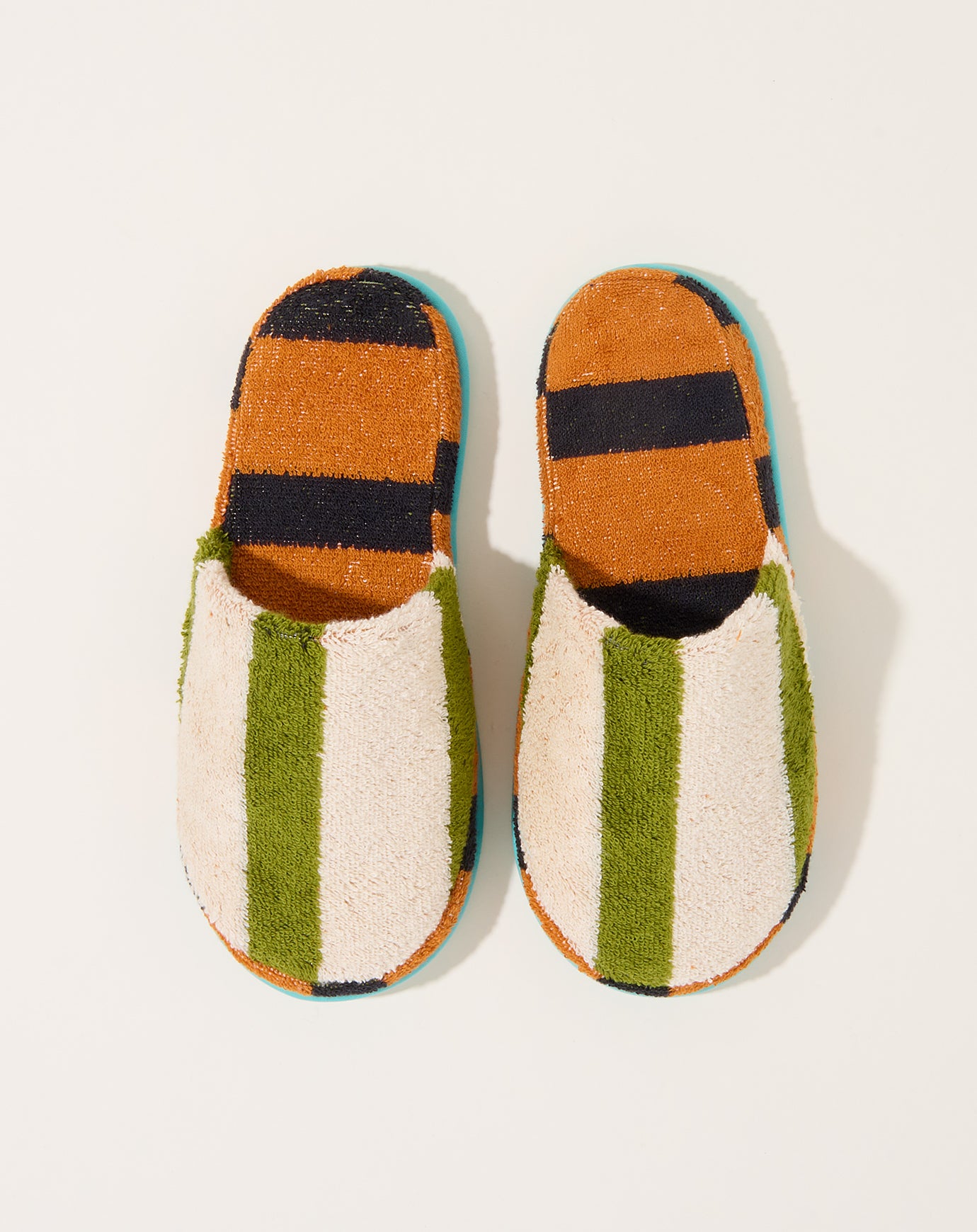 Dusen Dusen Terry Slippers in Juniper Stripe