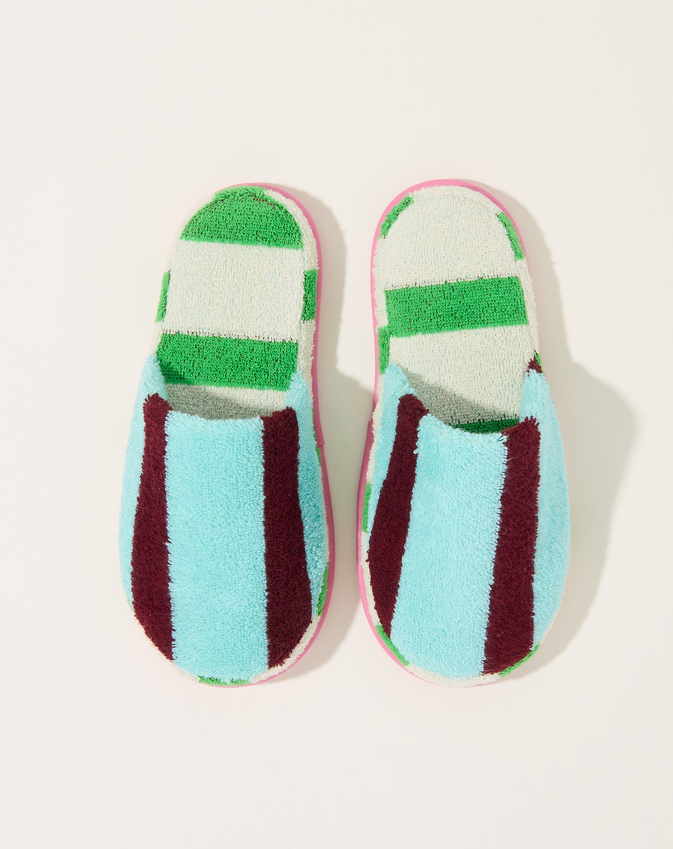 Dusen Dusen Terry Slippers in Willow Stripe