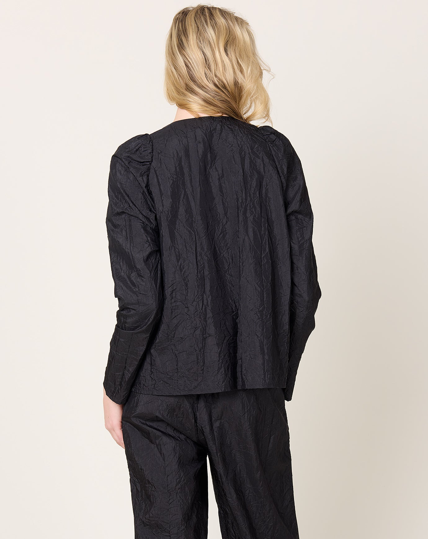 Eleph Bows Shirt in Black Silk Crinkle