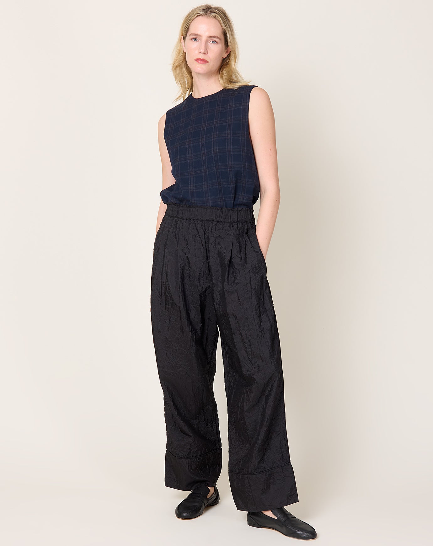 Eleph Luce PJ Trouser in Black Silk Crinkle