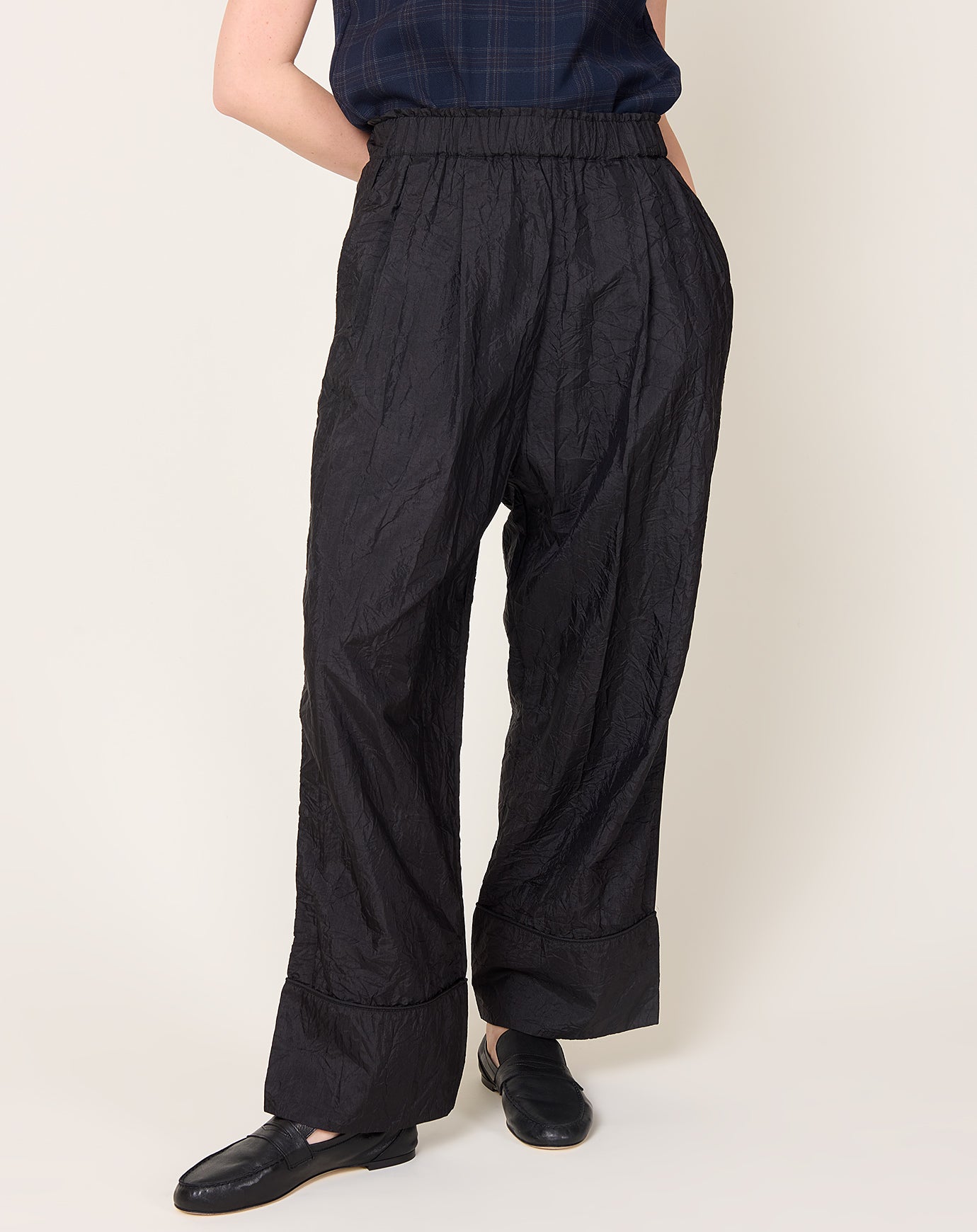 Eleph Luce PJ Trouser in Black Silk Crinkle
