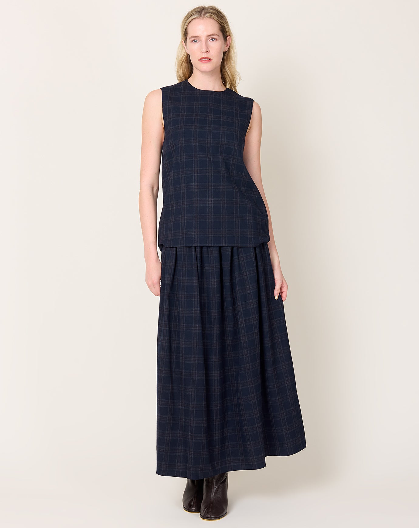 Eleph Simple Opa Top in Navy Check