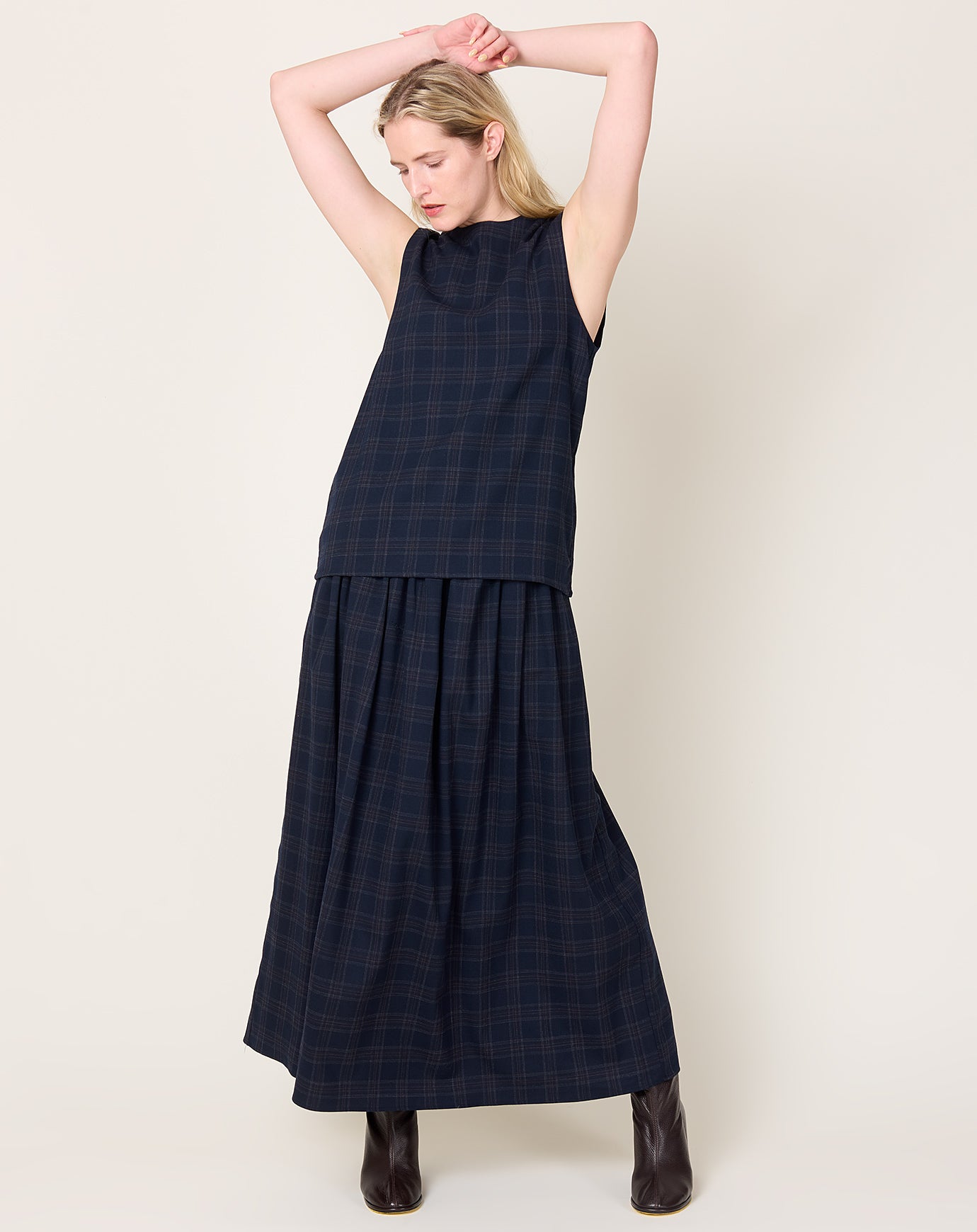 Eleph Simple Opa Top in Navy Check