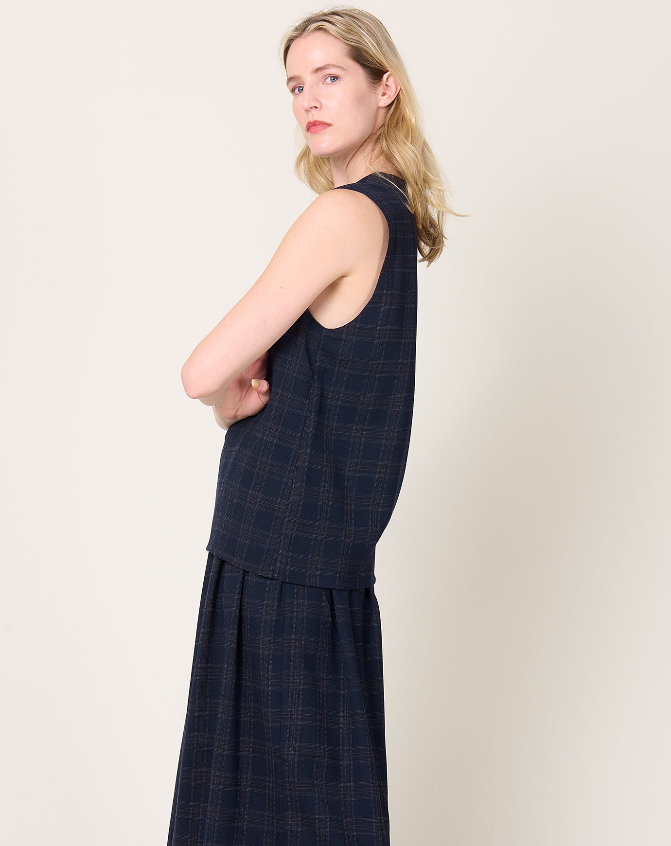 Eleph Simple Opa Top in Navy Check