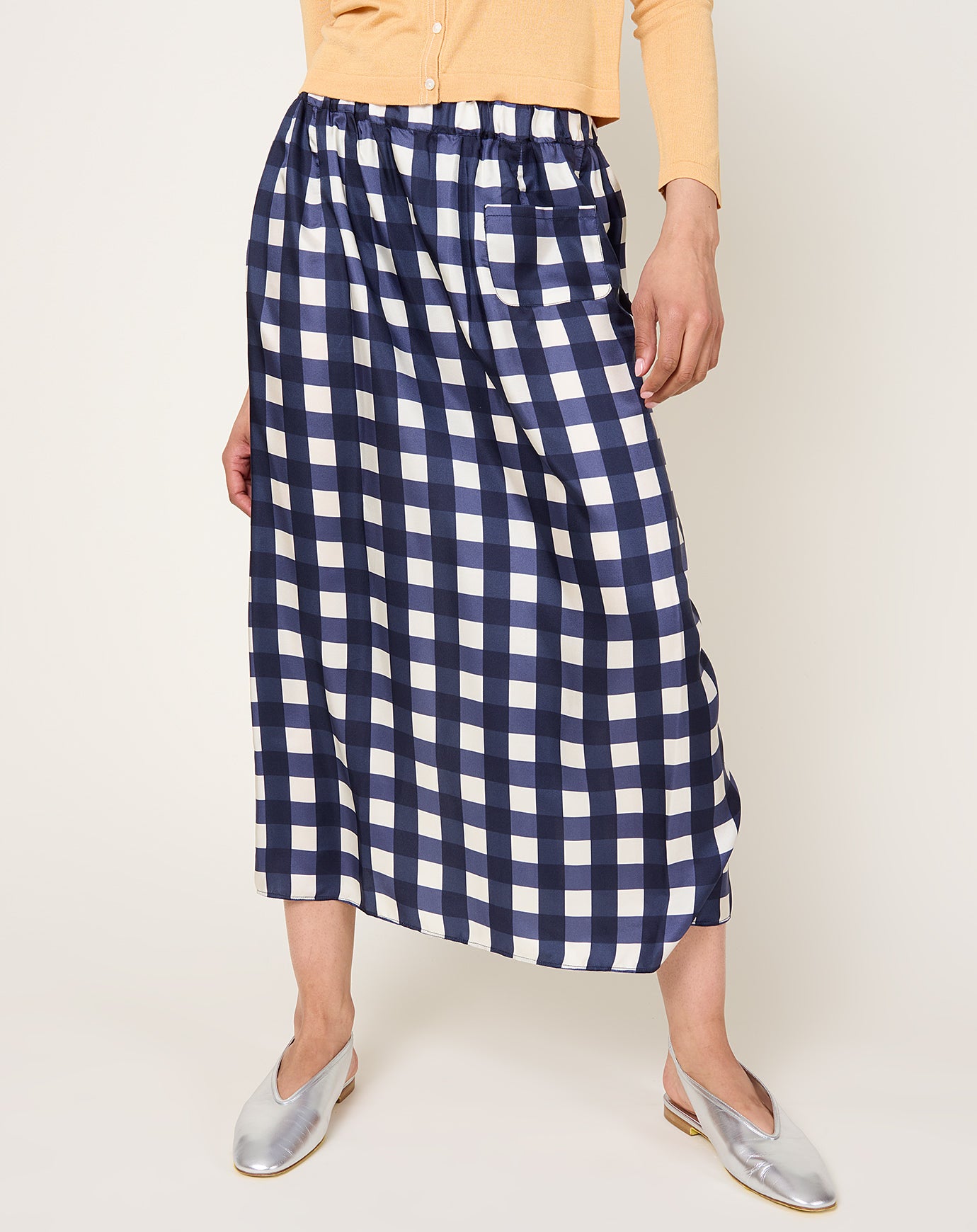 Eleph Simple Skirt in Navy Check