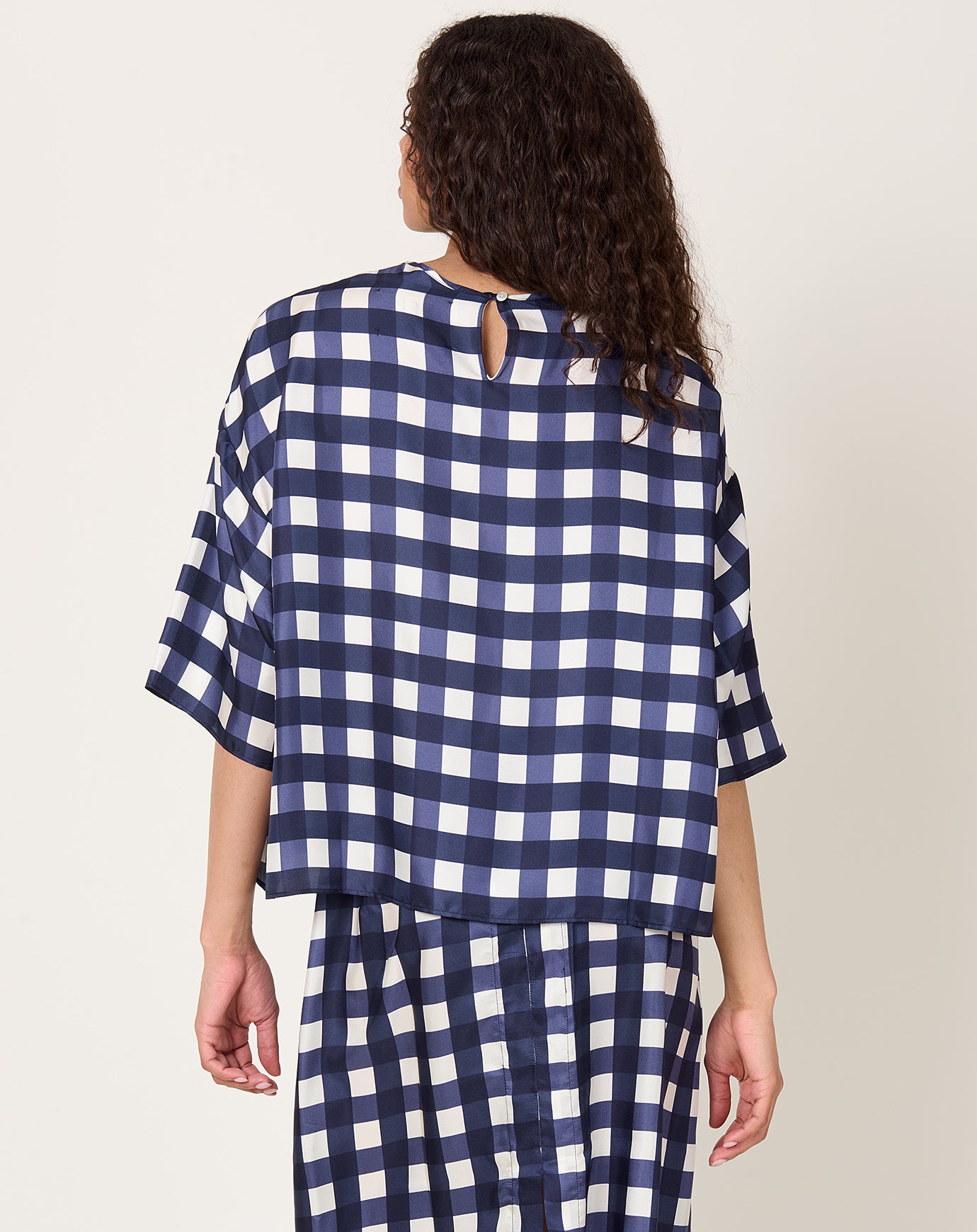 Eleph Simple Tee in Navy Check