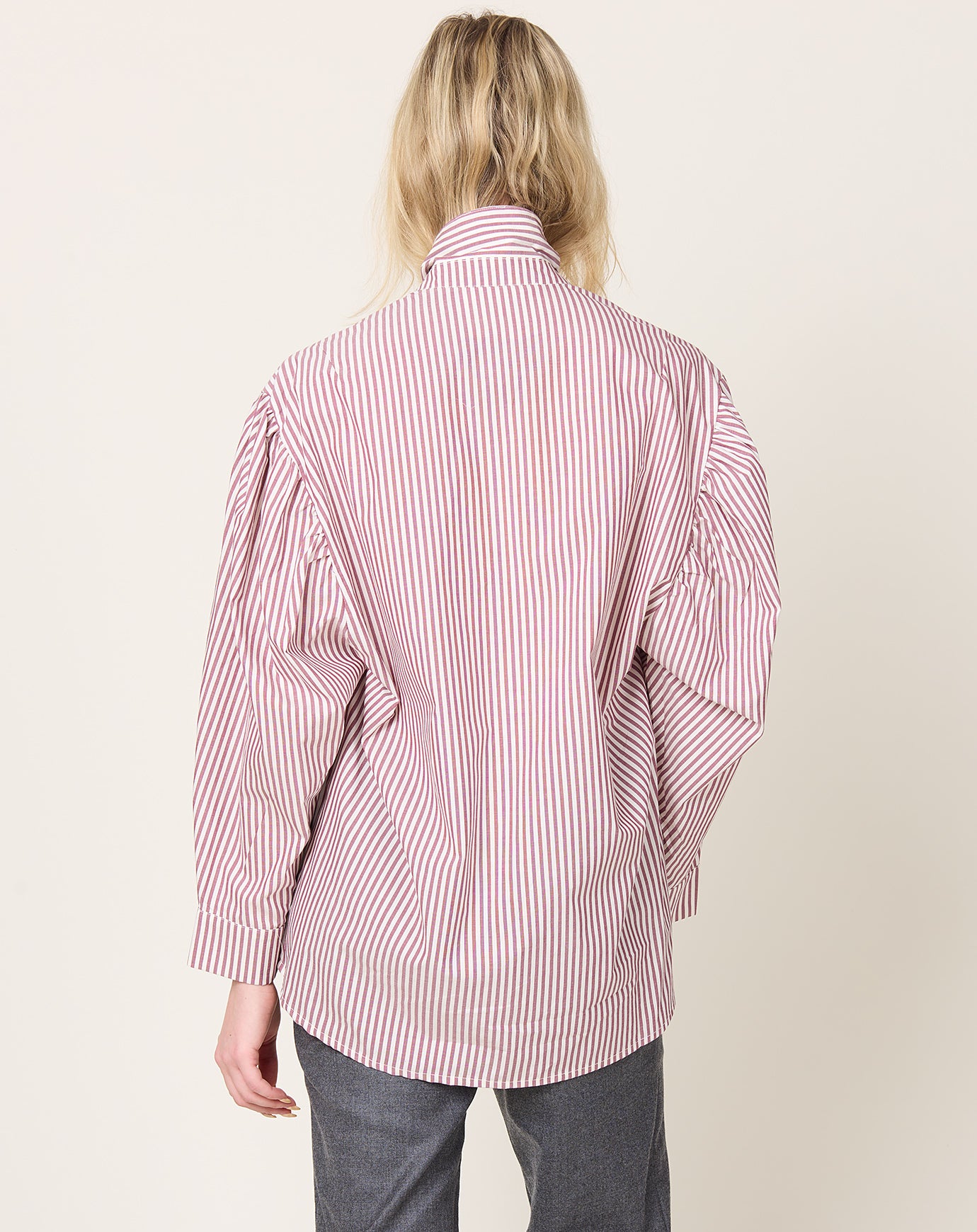 Eleph Tie Shirt in Burgundy Stripe