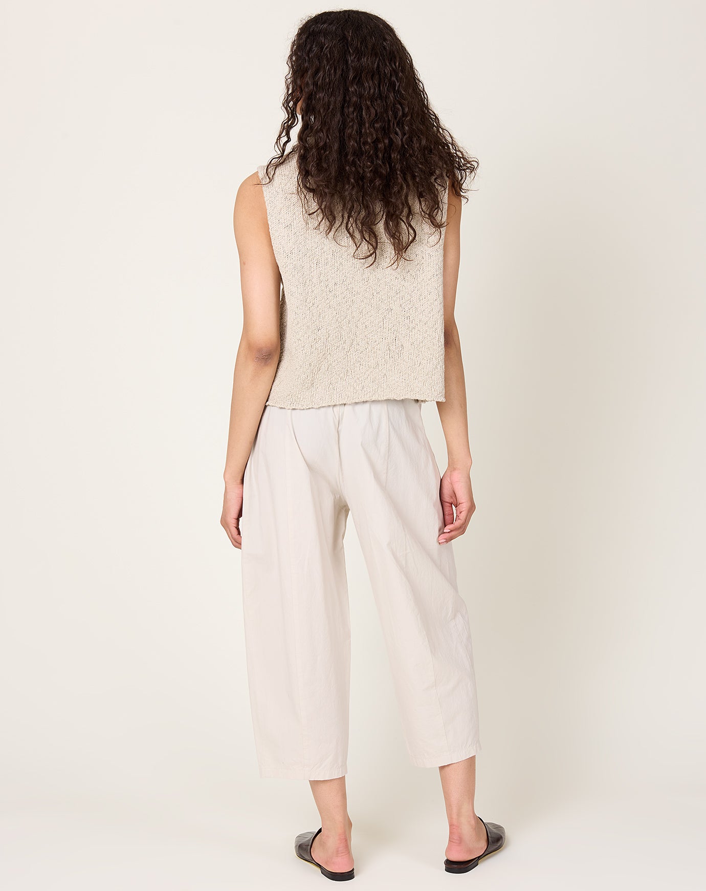 evam eva Cotton Cropped Pants in Ivory