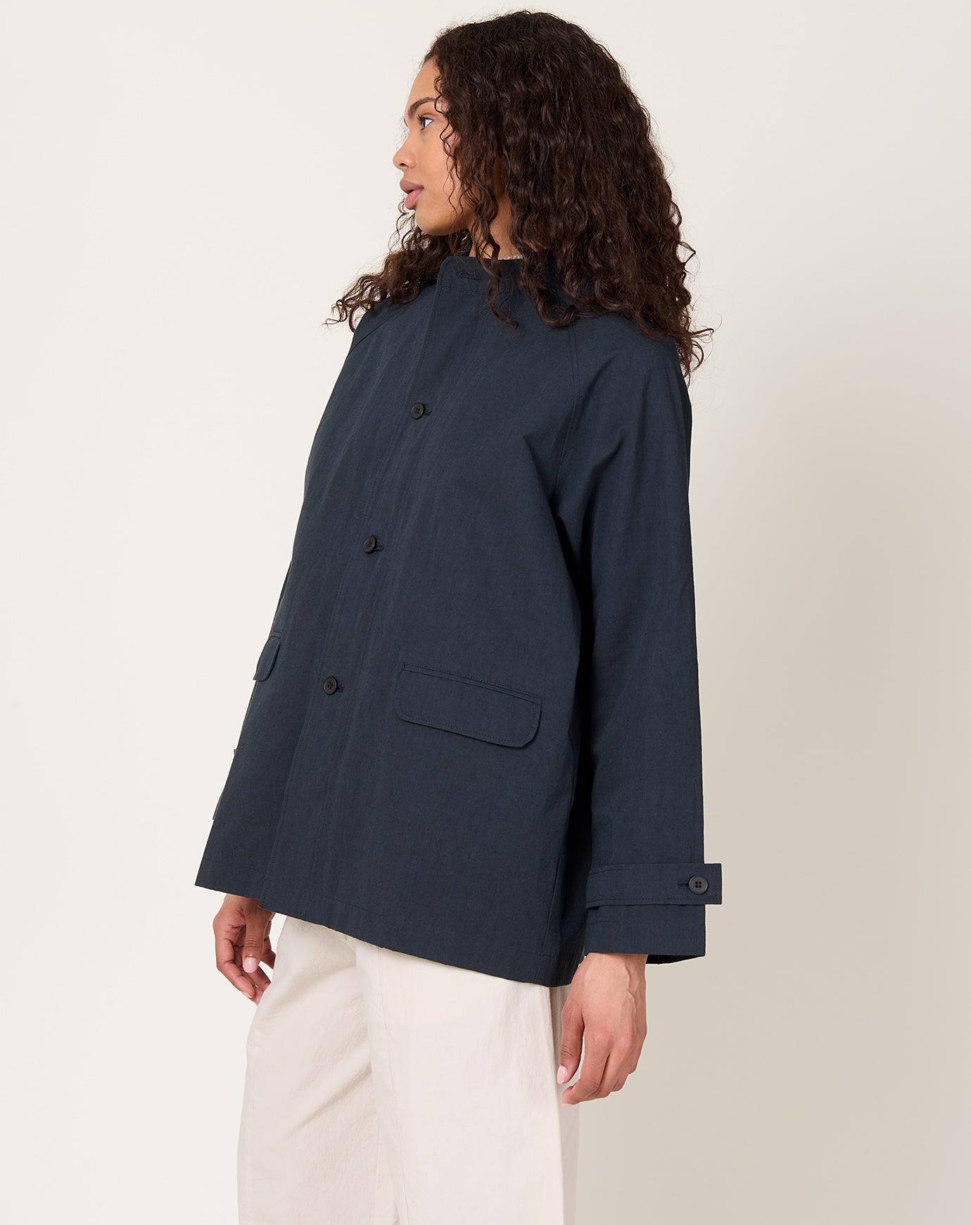 evam eva Cotton Raglan Jacket in Stone Grey