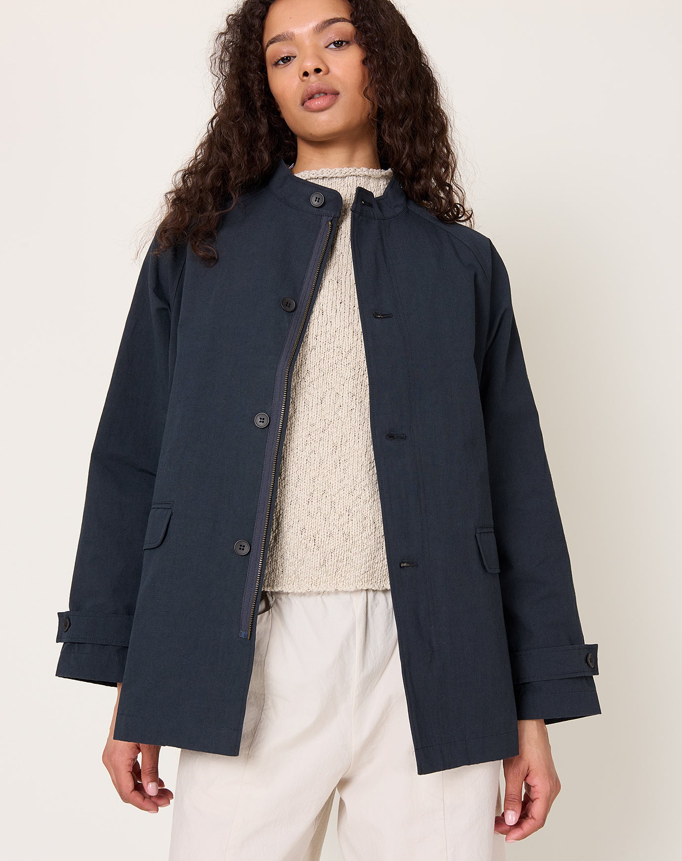evam eva Cotton Raglan Jacket in Stone Grey