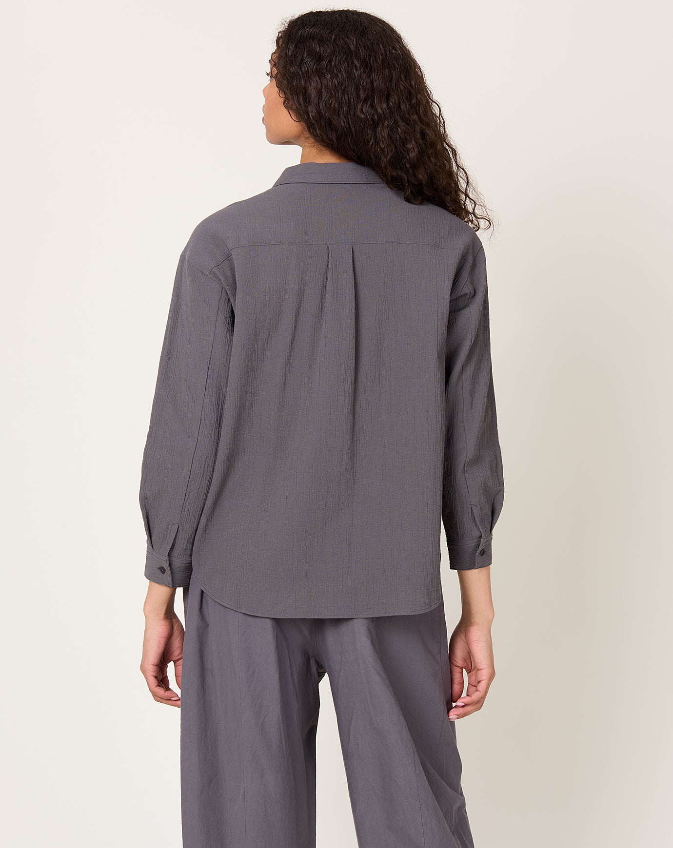evam eva Cotton Shirt in Blue Grey