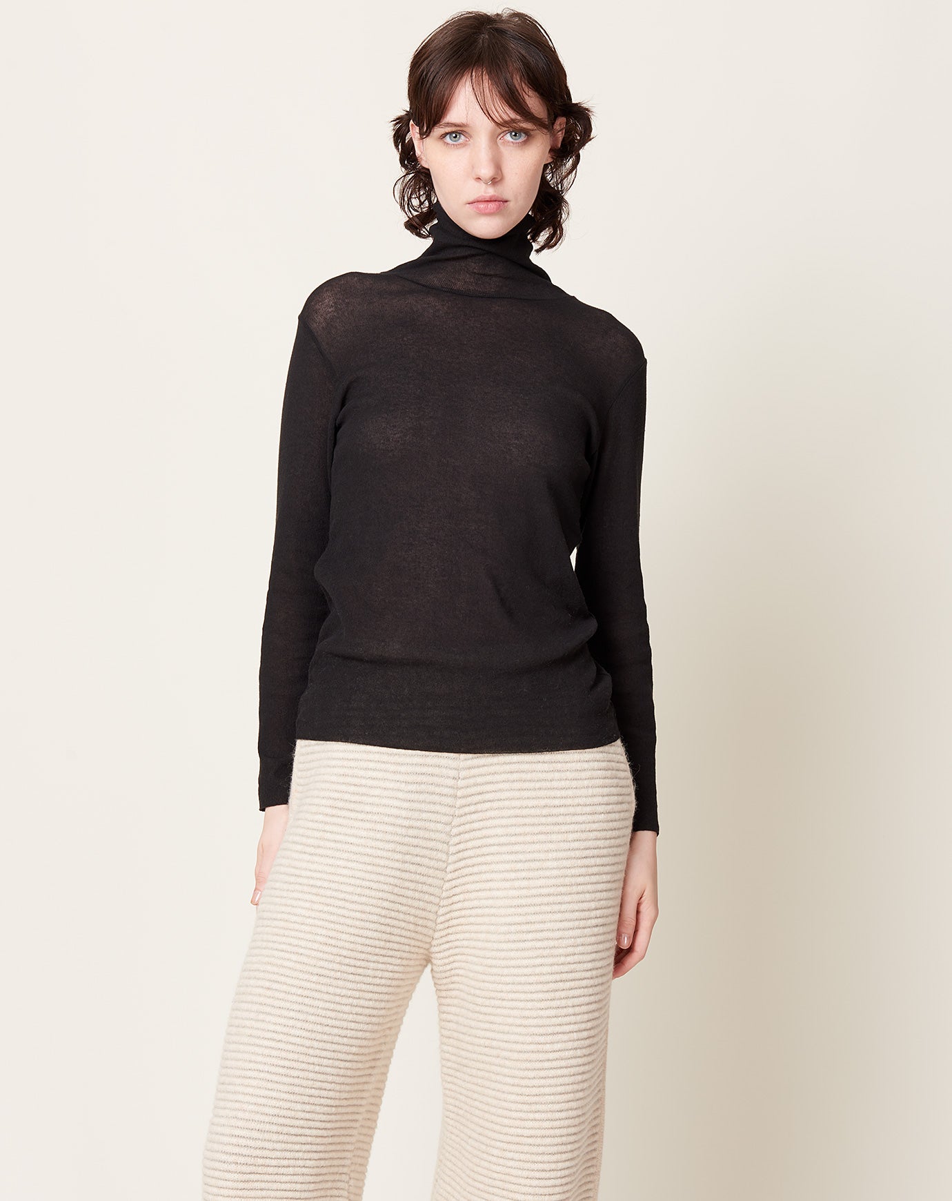 evam eva Cotton Turtleneck in Sumi