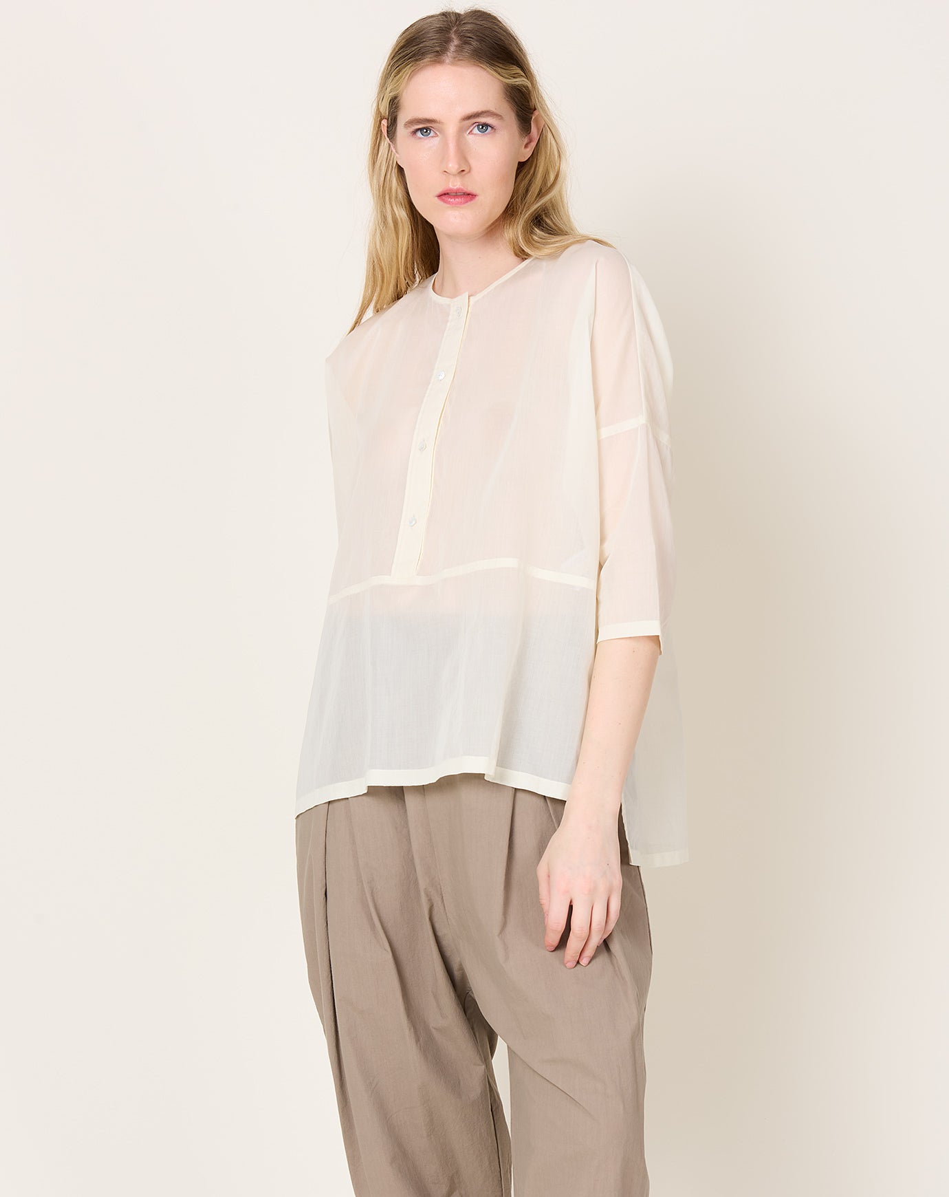 evam eva Cotton Voil Pullover in Antique White