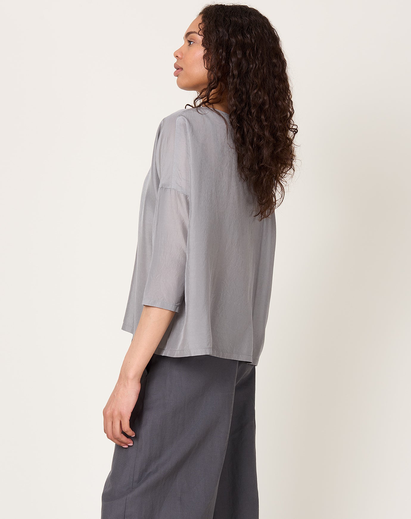 evam eva Cupro Silk Pullover in Dove Grey