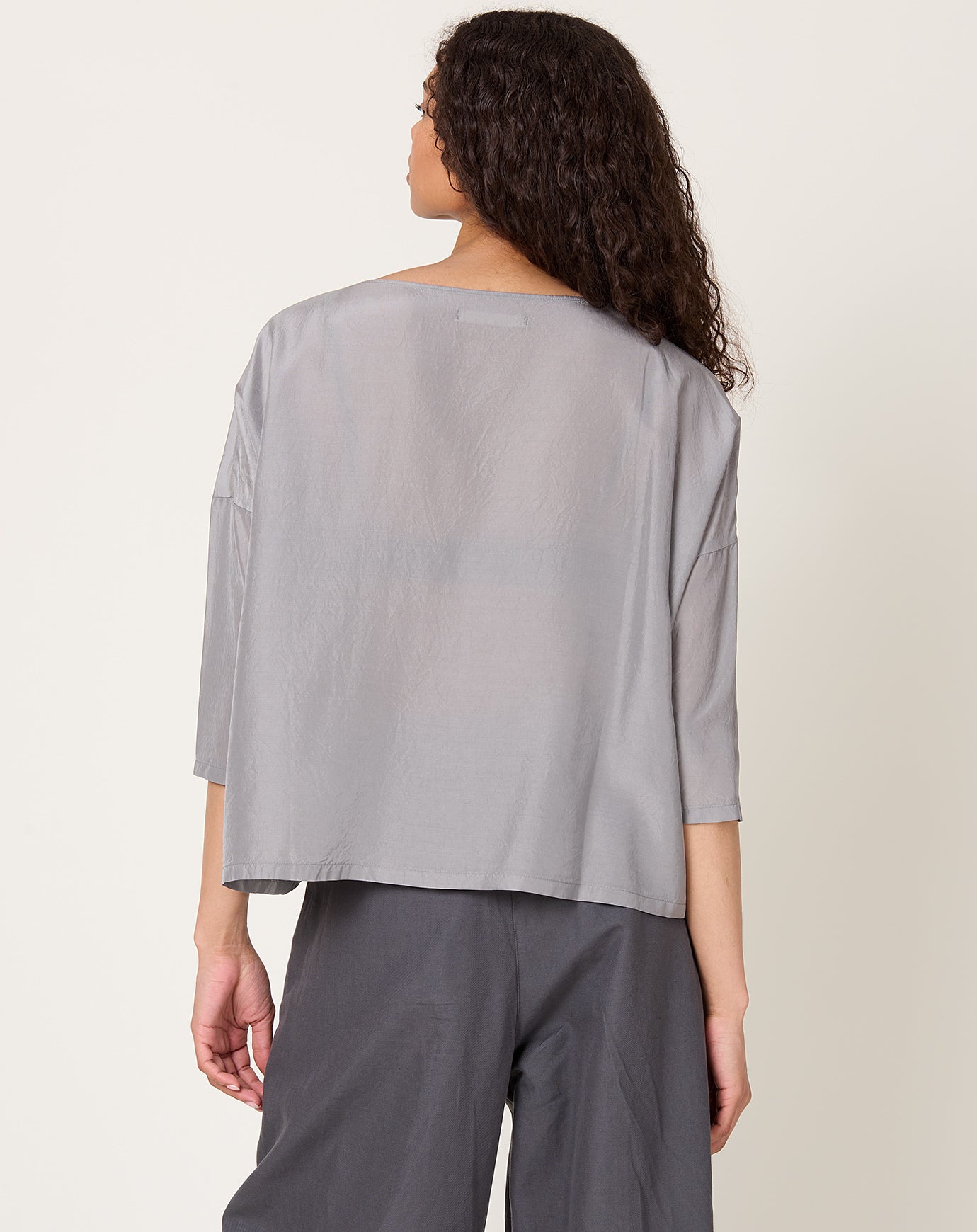 evam eva Cupro Silk Pullover in Dove Grey