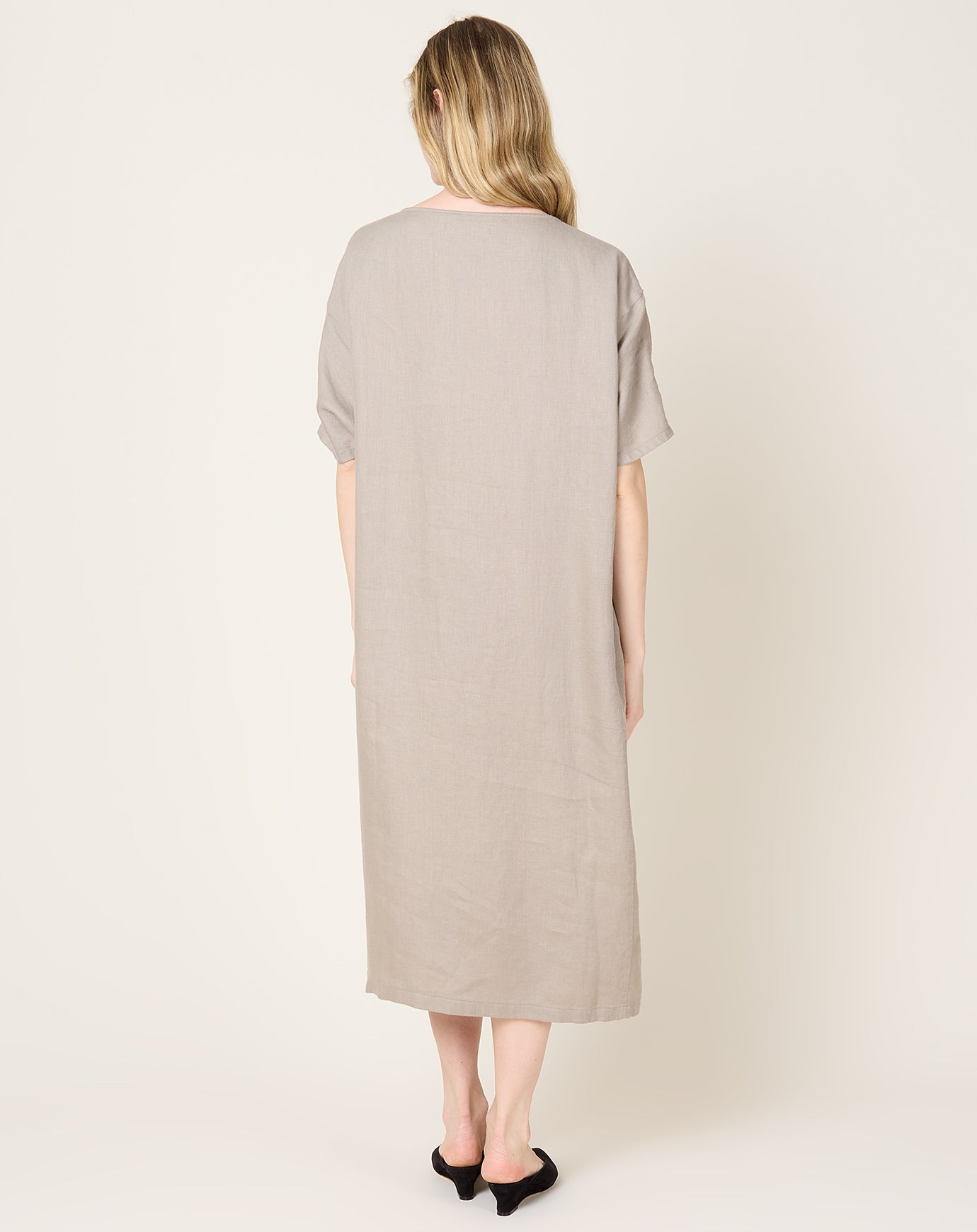 evam eva Linen Dolman Dress in Sage
