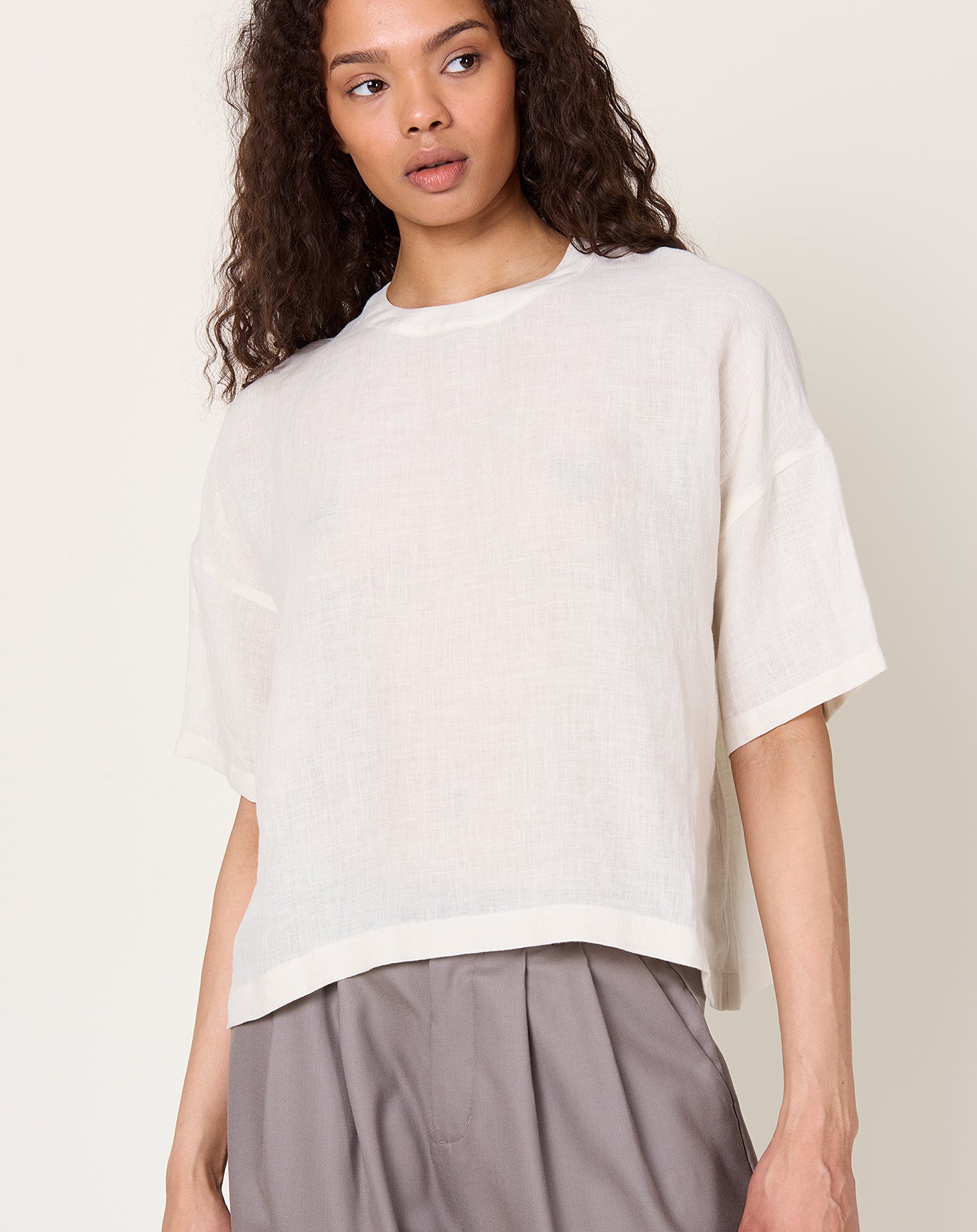 evam eva Linen Pullover in Antique White