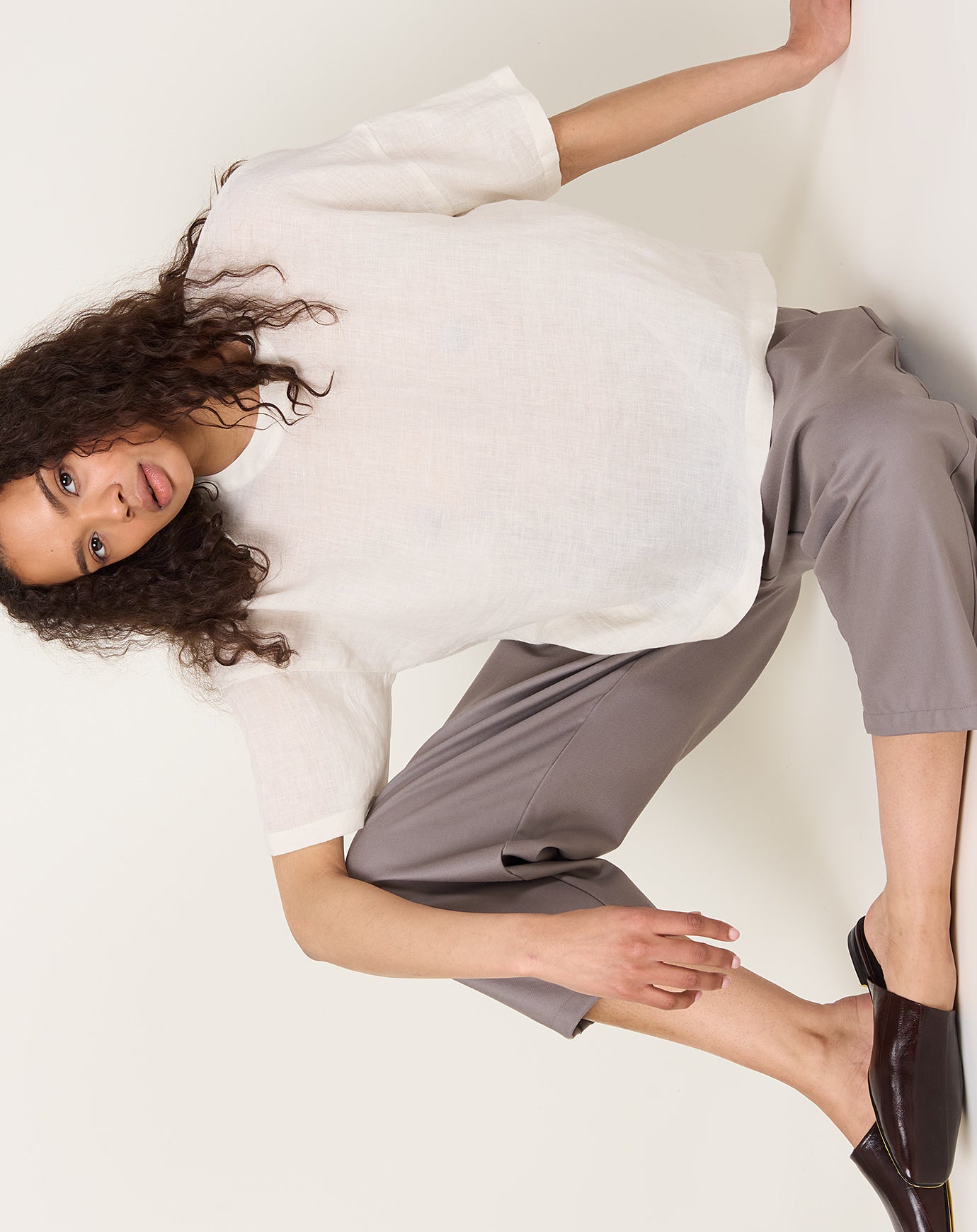 evam eva Linen Pullover in Antique White