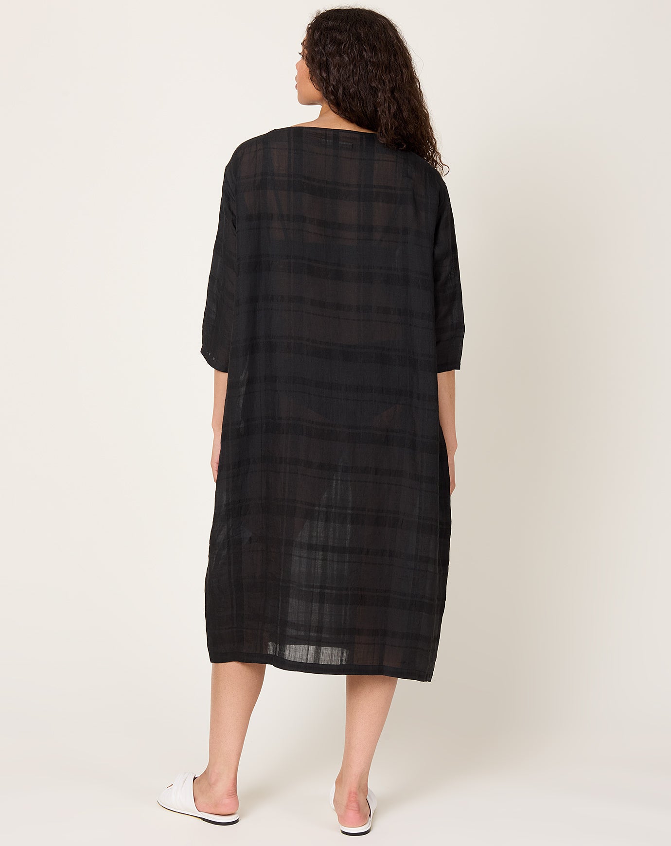 evam eva Linen Ramie Dress in Black