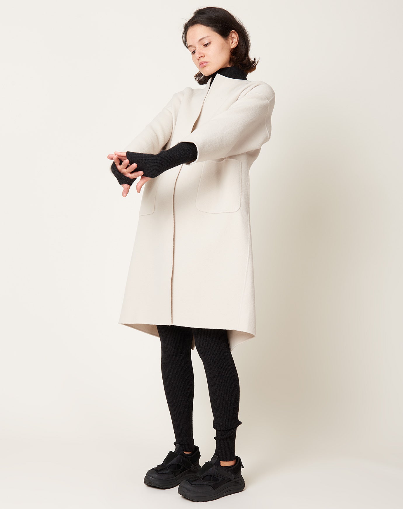 evam eva Long Coat in Ecru