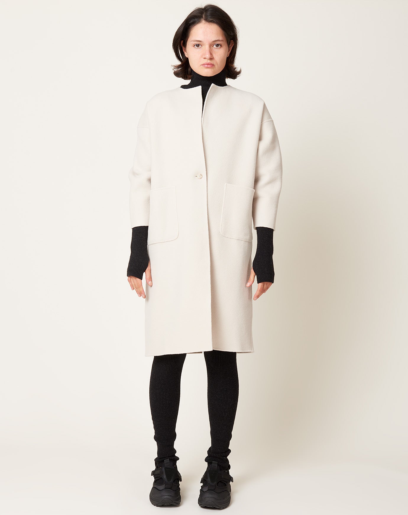 evam eva Long Coat in Ecru