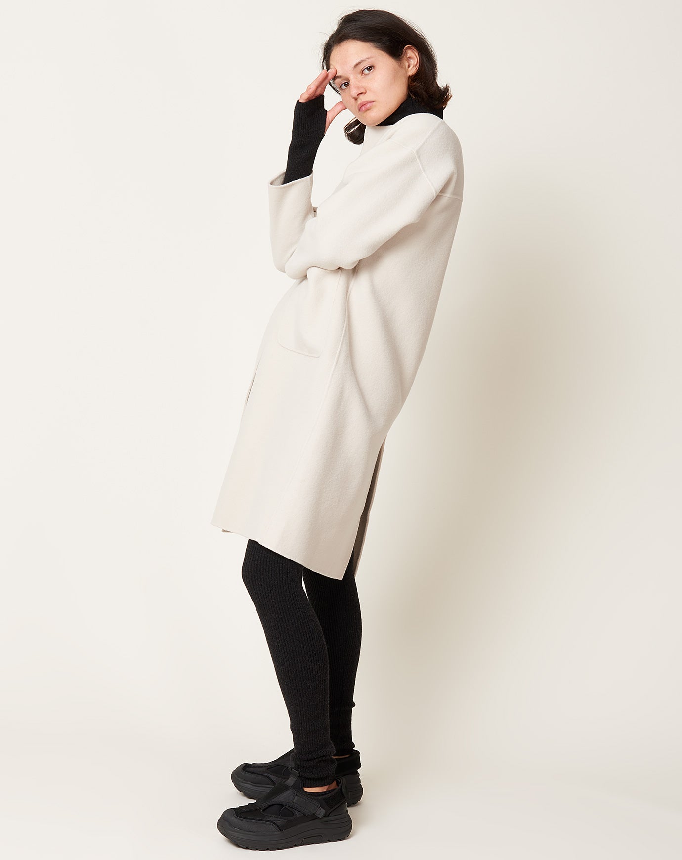 evam eva Long Coat in Ecru