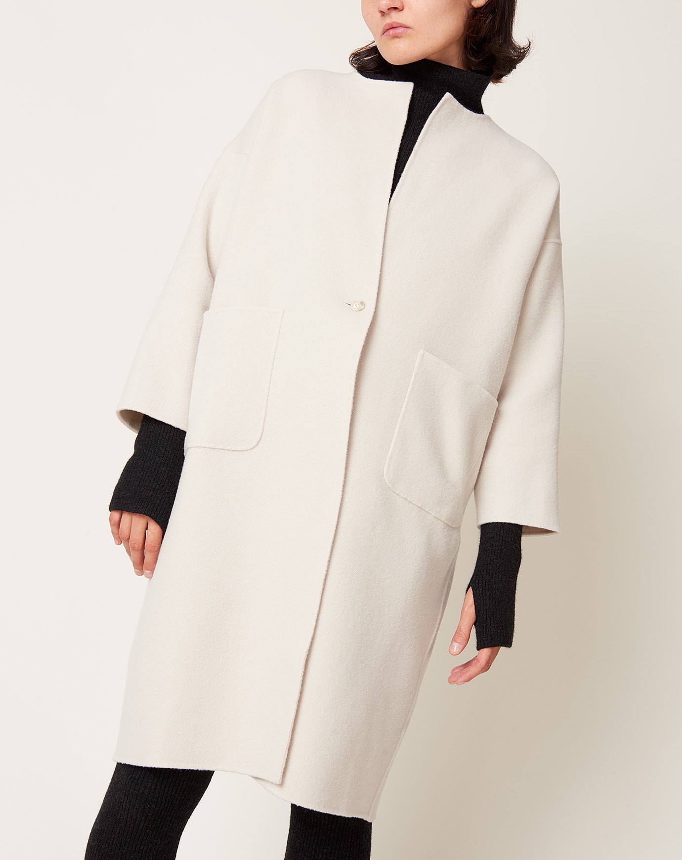 evam eva Long Coat in Ecru