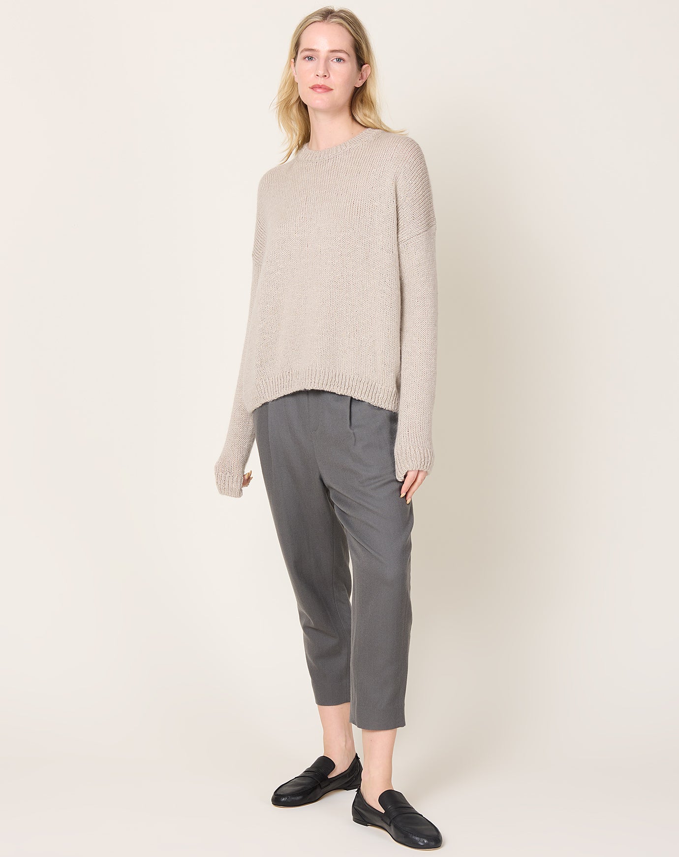 evam eva Low Gauge Pullover in Grege