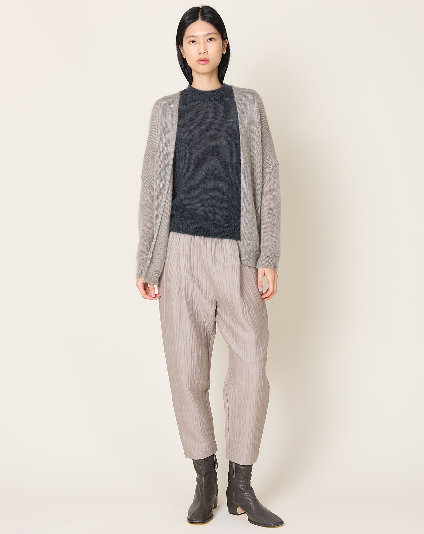 evam eva Mohair Silk Cardigan in Grey
