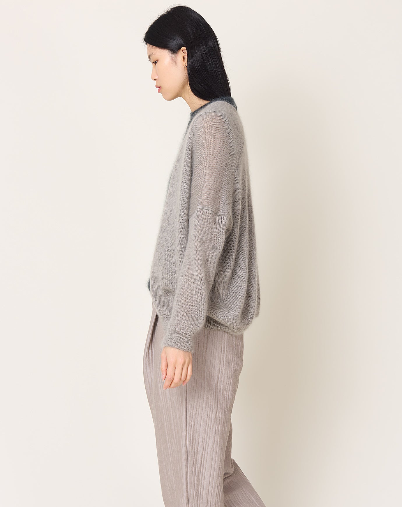 evam eva Mohair Silk Cardigan in Grey