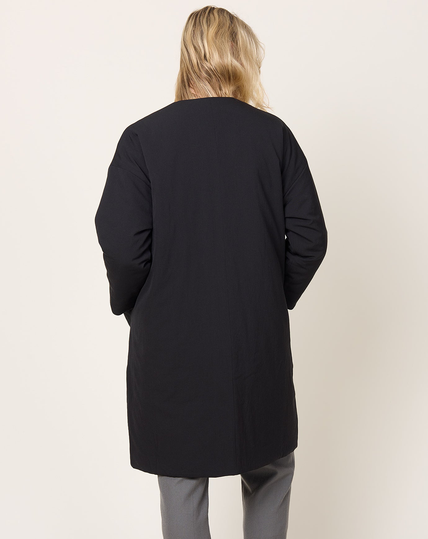evam eva Padding Long Coat in Sumi