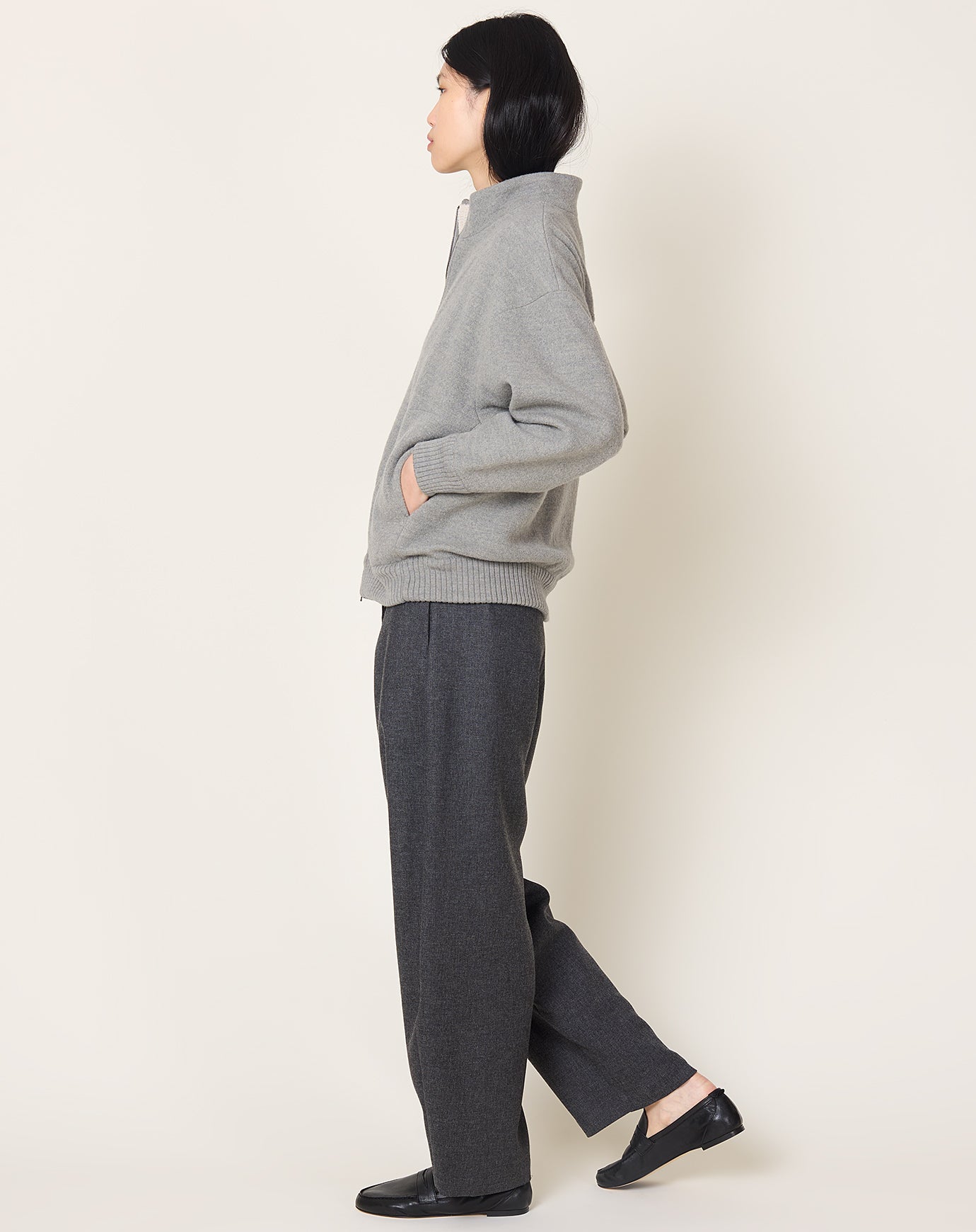 evam eva Press Wool Blouson in Grey