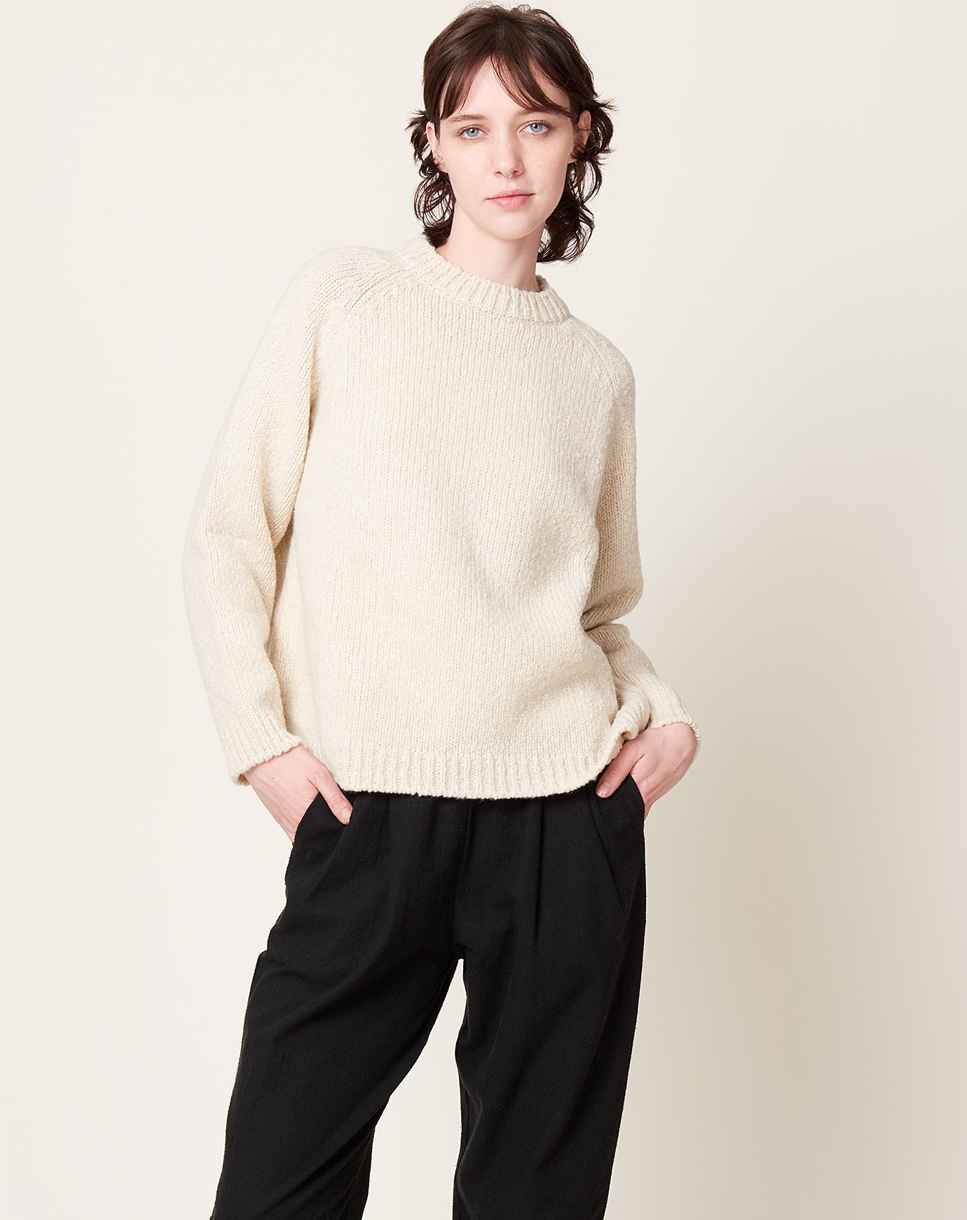 evam eva Renew-Wool Pullover in Ecru