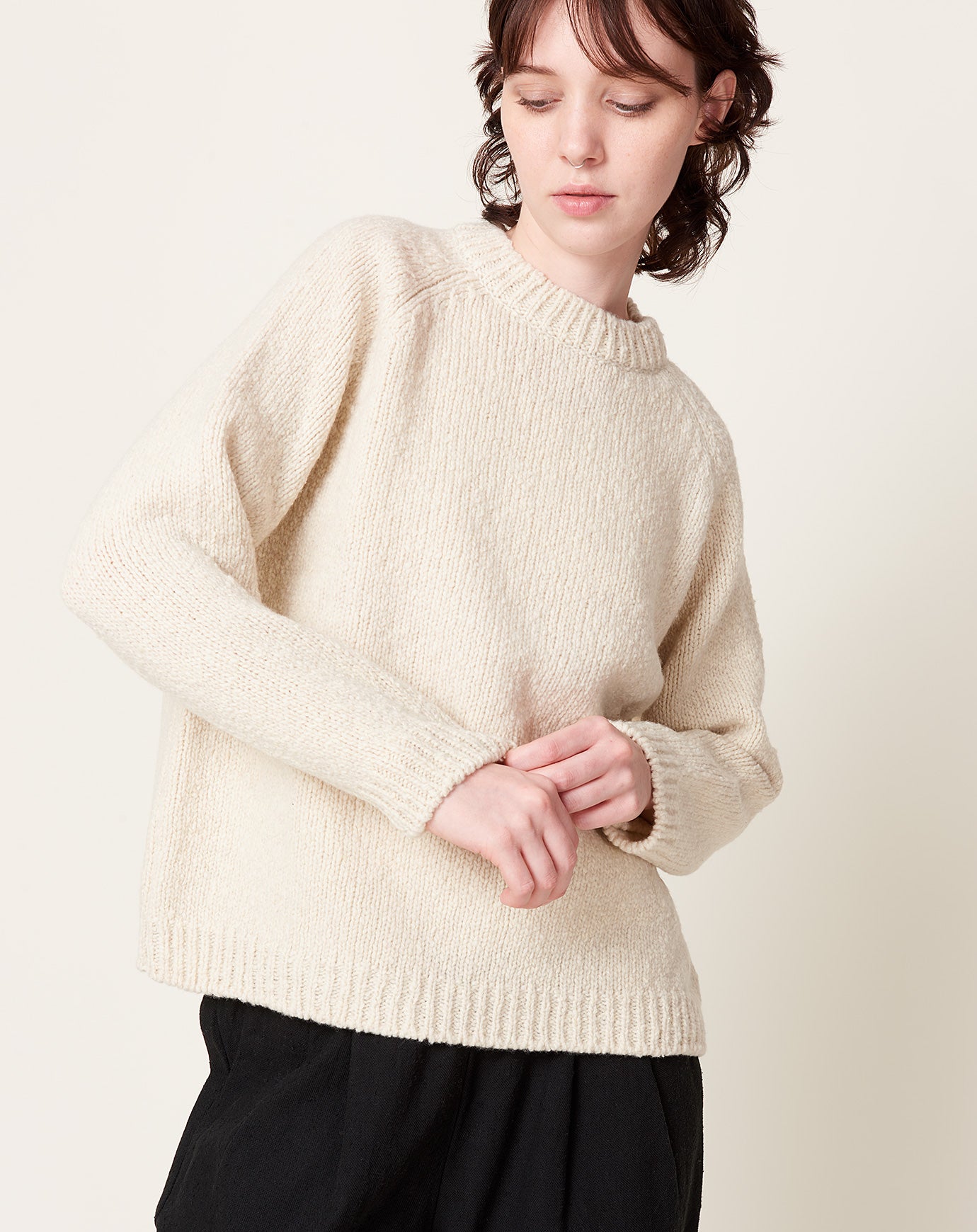 evam eva Renew-Wool Pullover in Ecru