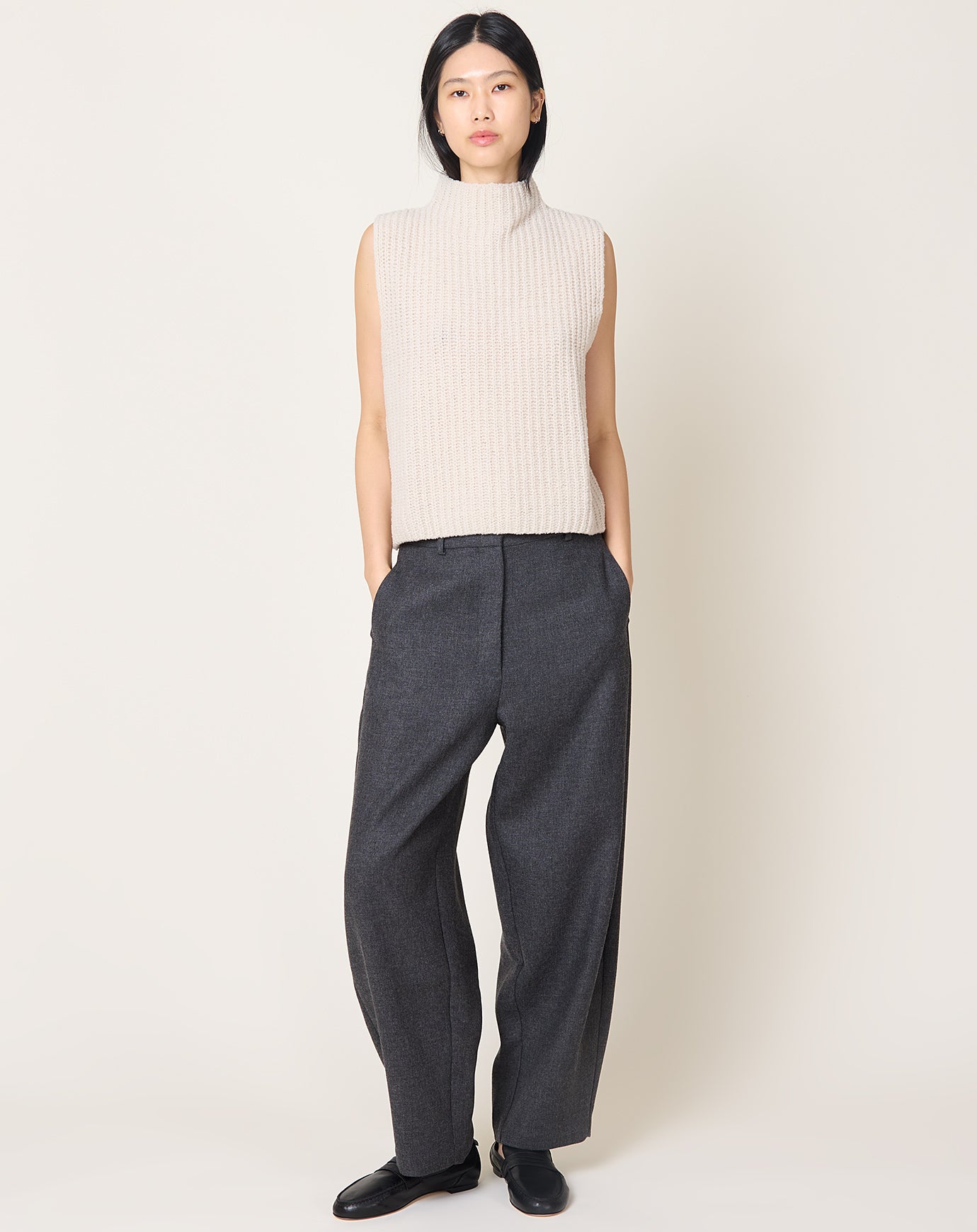 evam eva Renew Wool Vest in Ivory