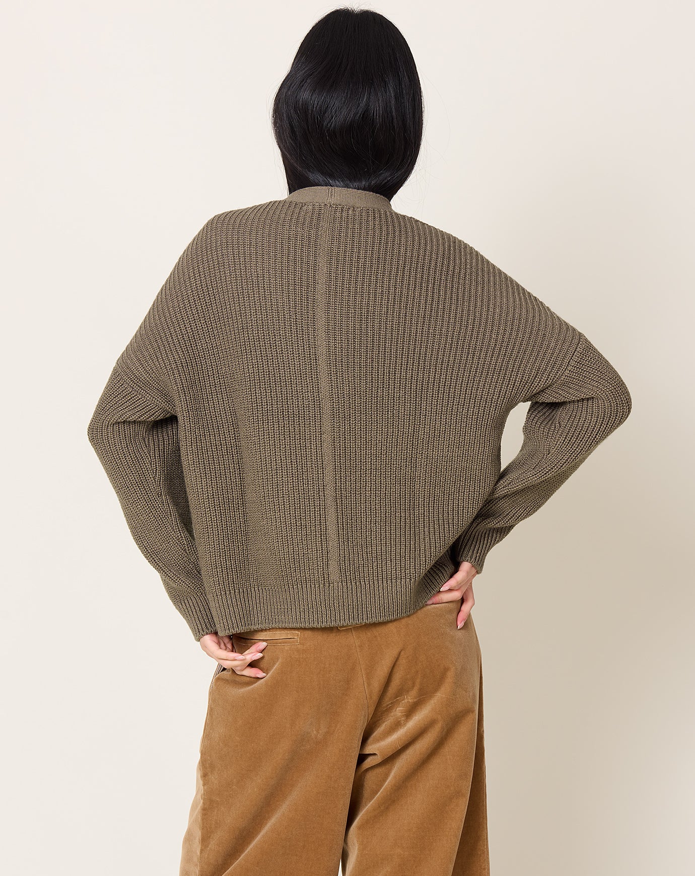 evam eva Wool Cotton Aze Cardigan in Winter Leaf