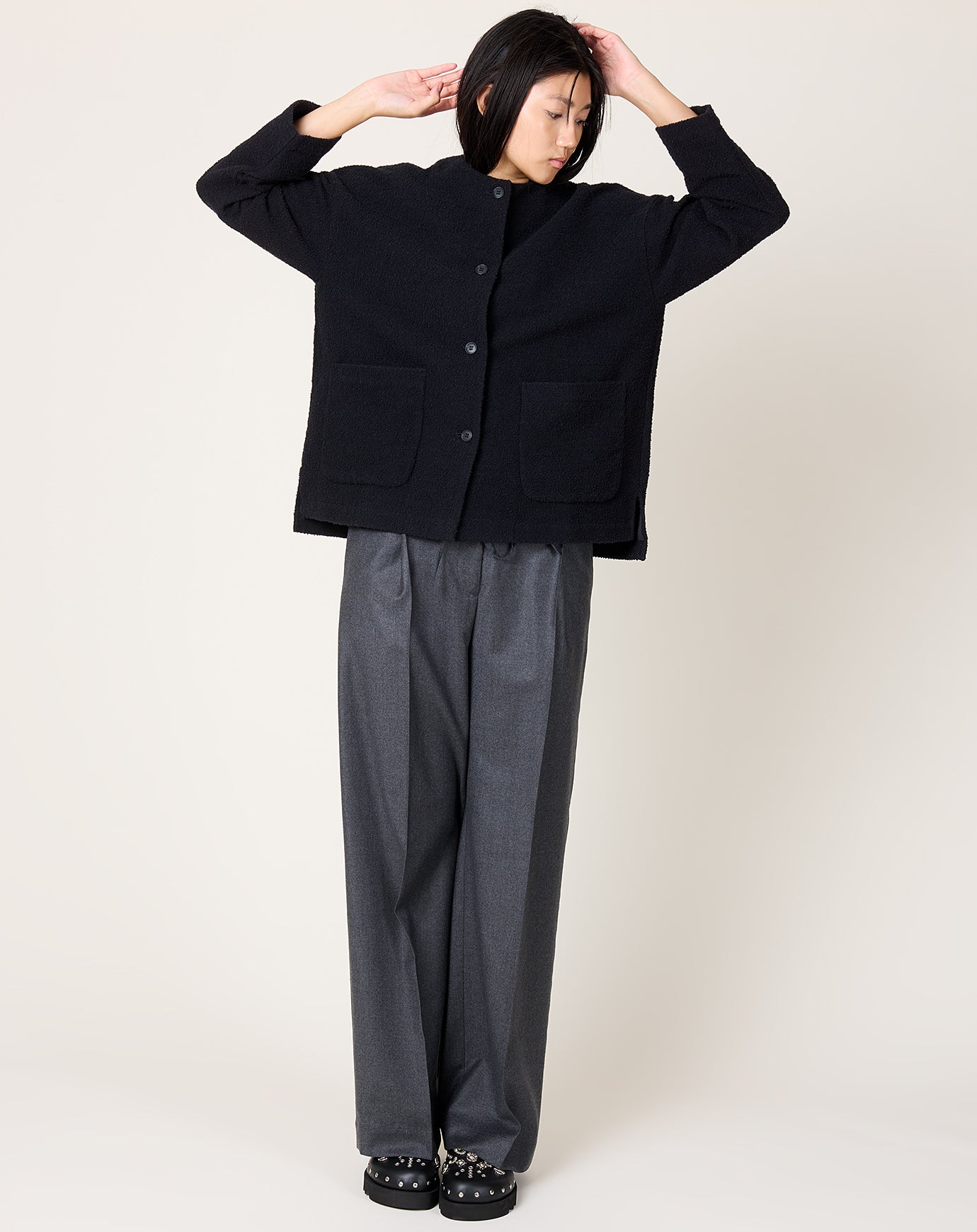 evam eva Wool Jacket in Sumi